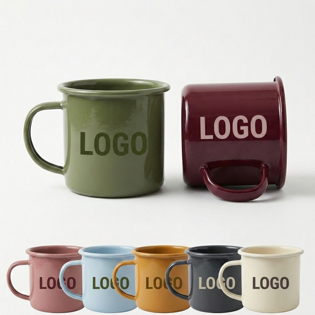 12 oz. Retro Enamel Steel Mug with Campfire Rim