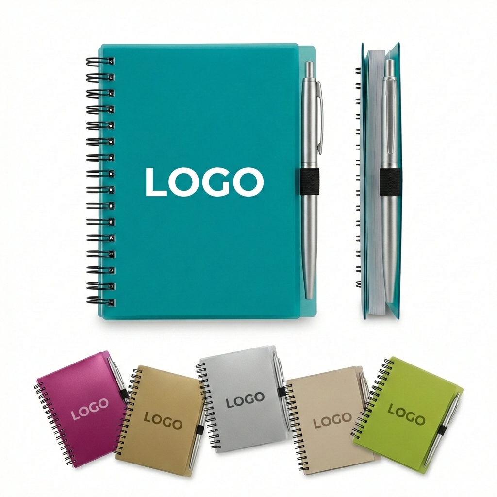 Essential Twin-Wire Journal with Integrated Writing Instrument Holder and Poly Cover