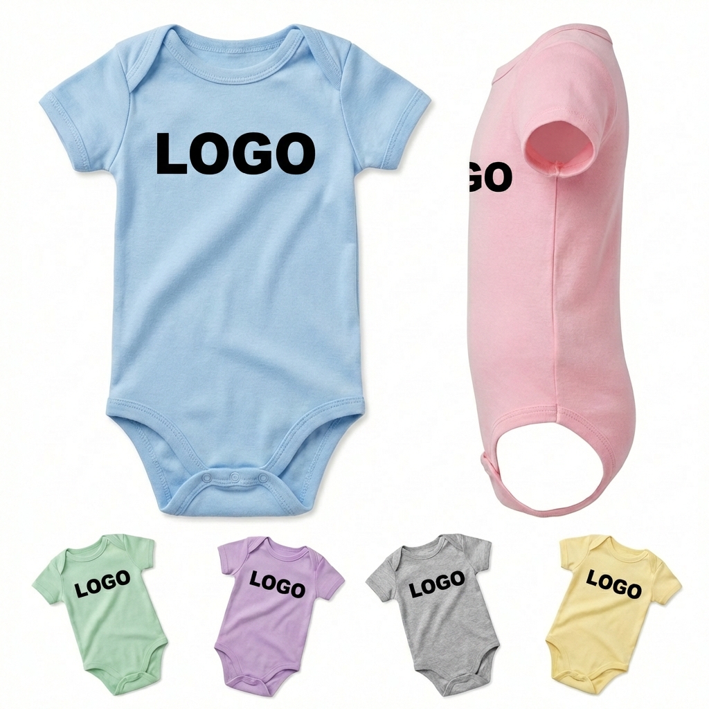 Short Sleeve Pure Cotton Infant Bodysuit with Reinforced Snap Closure