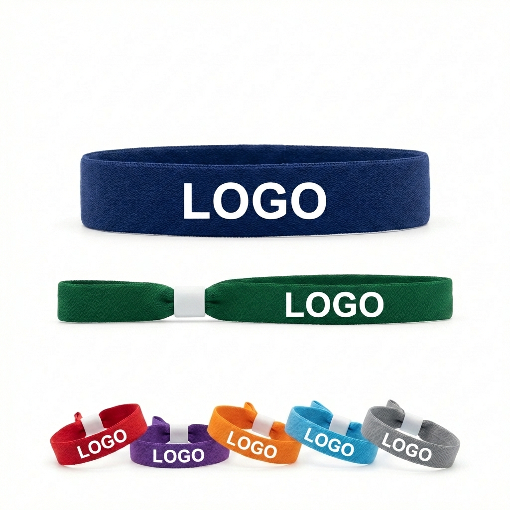 Adjustable Elastic Fabric Wristbands with Secure Plastic Closure