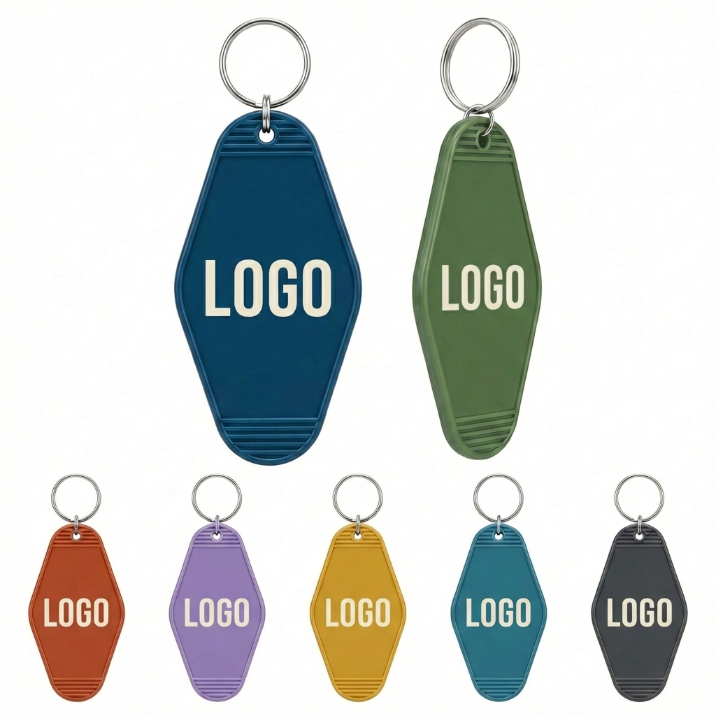 Vintage Rhombus Motel Key Tag with Secure Split Ring