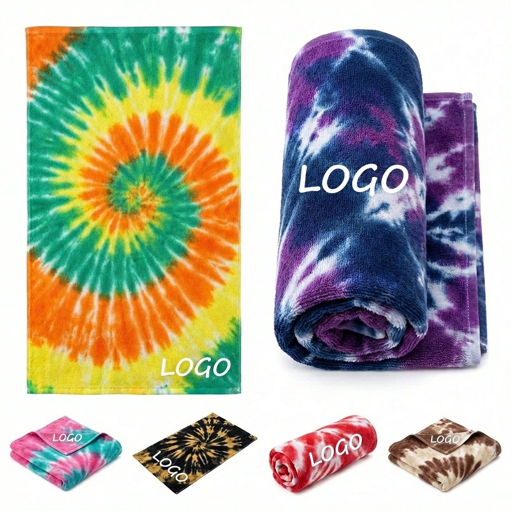 Large Cotton Tie-Dye Beach Towel - 60" x 30" Absorbent Pool and Travel Wrap