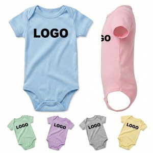 Short Sleeve Pure Cotton Infant Bodysuit with Reinforced Snap Closure