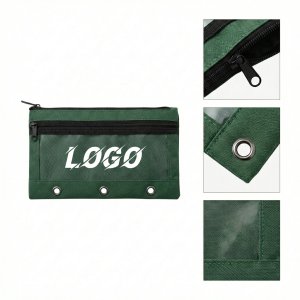 Triple-Grommet Zippered Binder Pouch for Stationery and Accessories