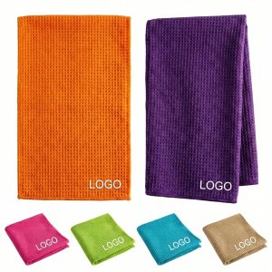 Microfiber Waffle Weave Golf Towel with Integrated Hanging Loop