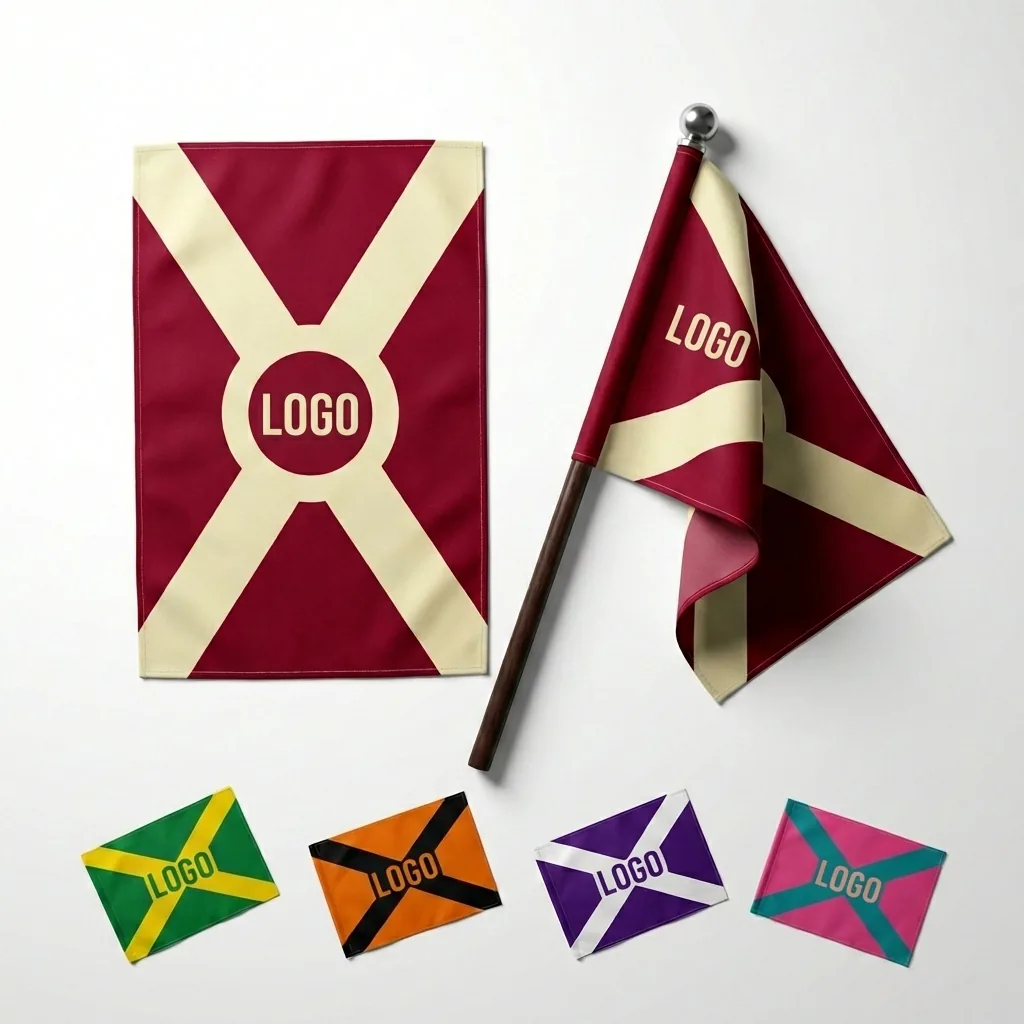 4" x 6" Handheld Polyester Stick Flag with Polished Wood Pole