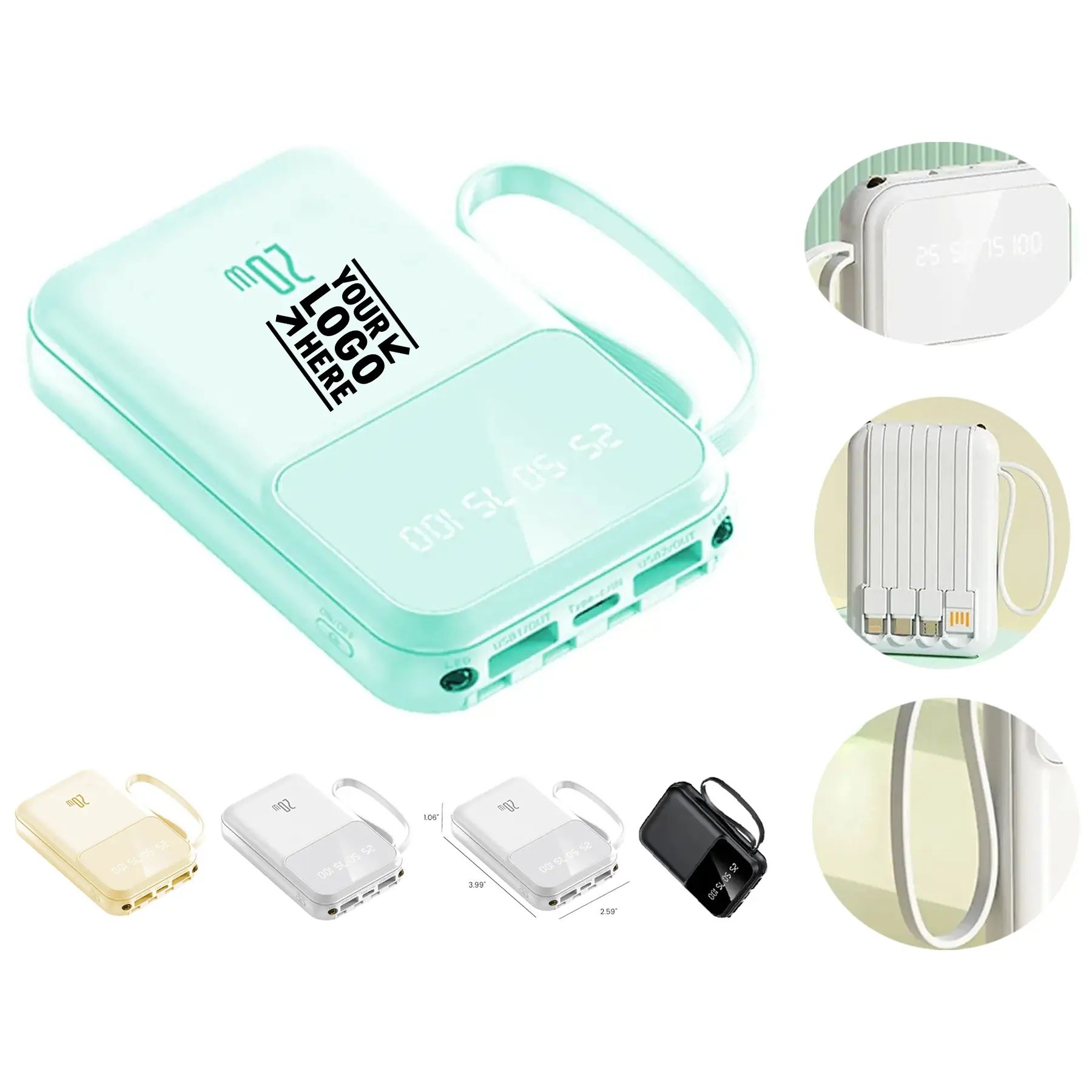 Personalized Portable Charger with Integrated Cable 2