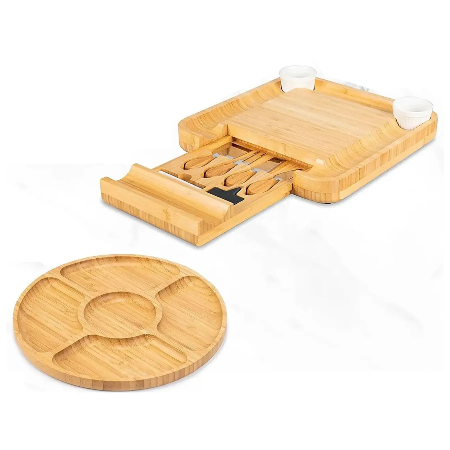 Bamboo Cheese Serving Board with Utensils