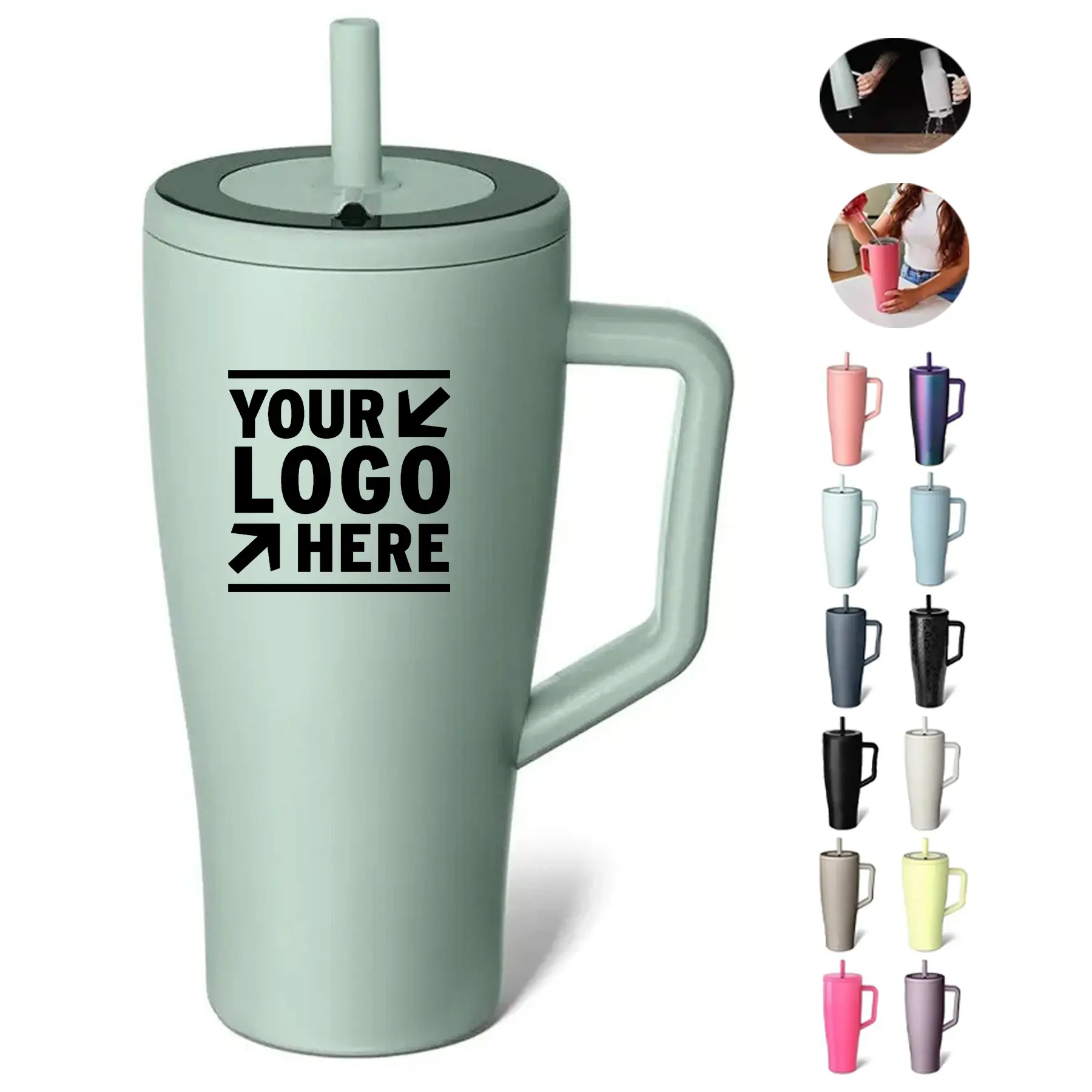 Premium Insulated Travel Bottle with Handle and Straw 2