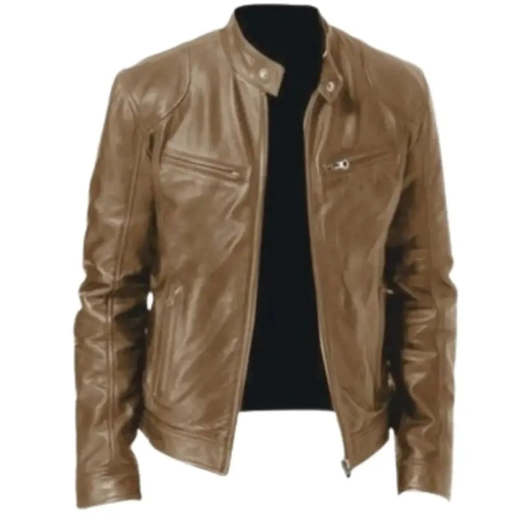 Classic Zippered Leather-Style Jacket