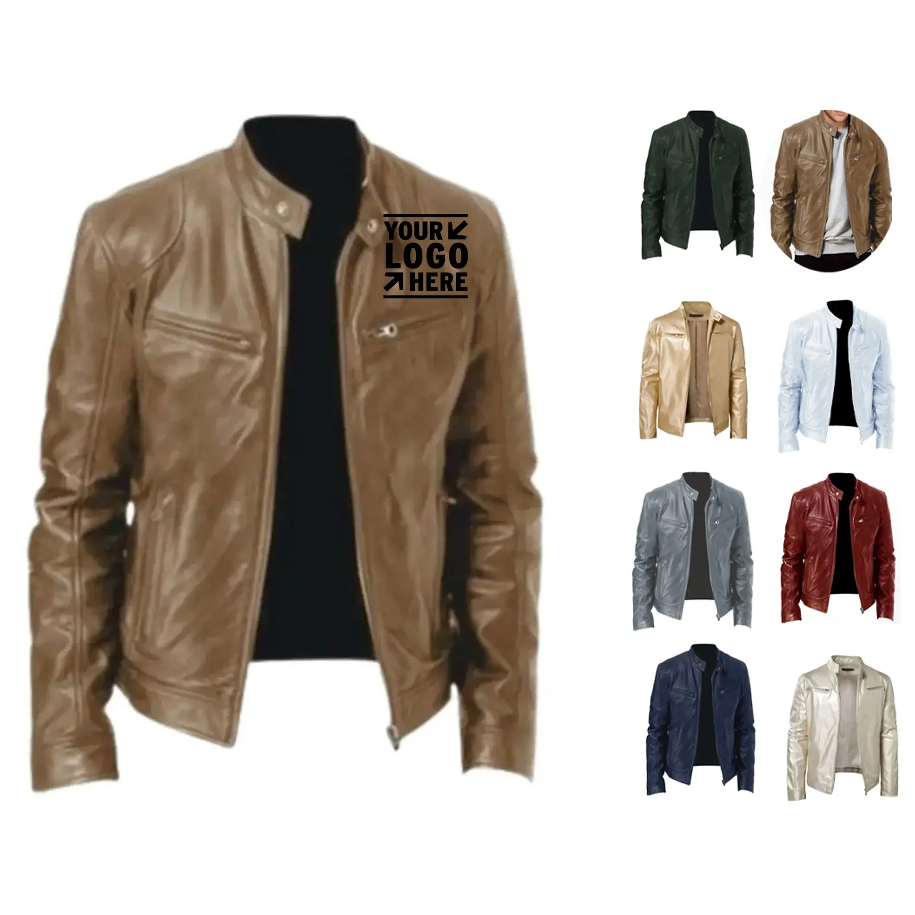 Classic Zippered Leather-Style Jacket 2