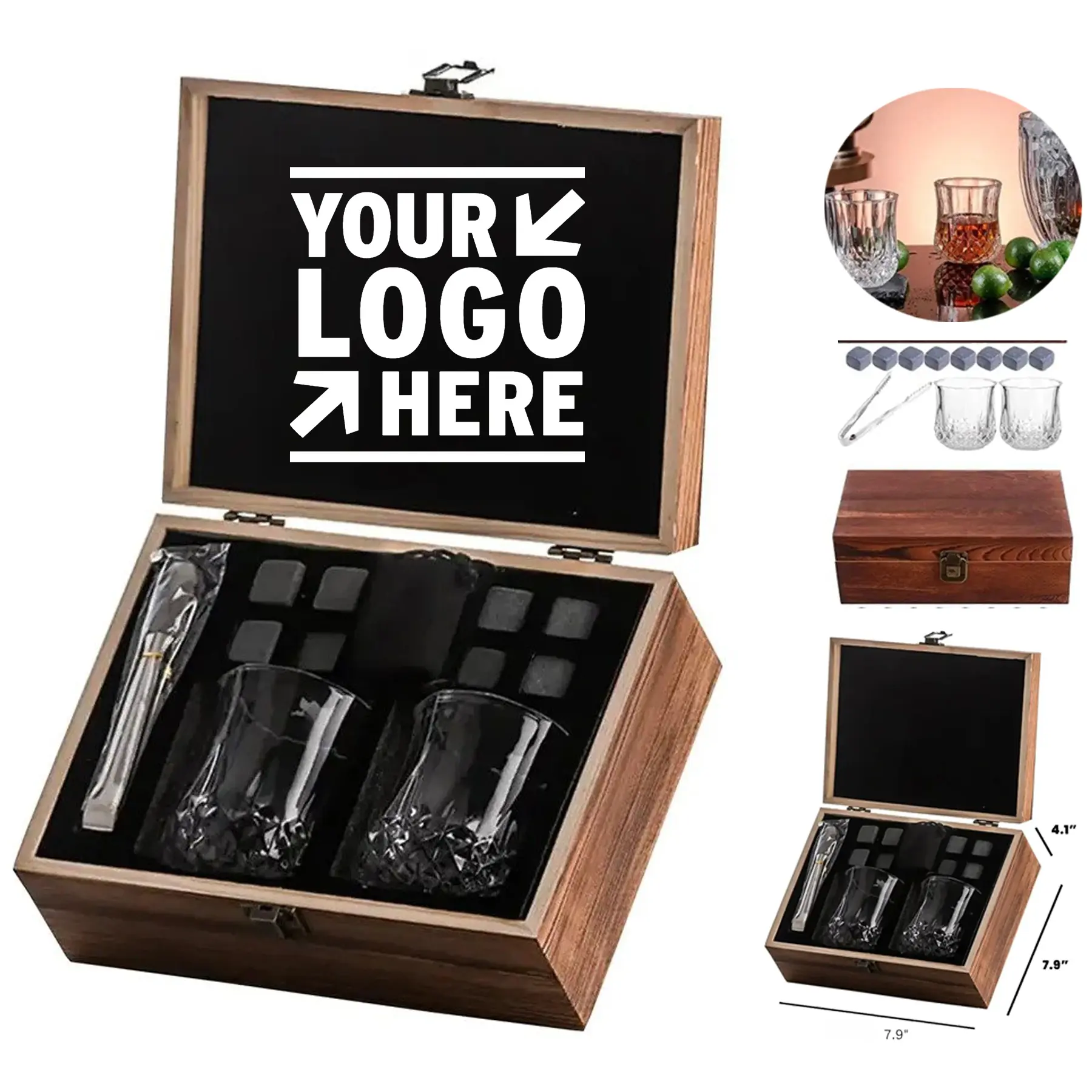 Premium Whiskey Glass with Reusable Chilling Stones 2