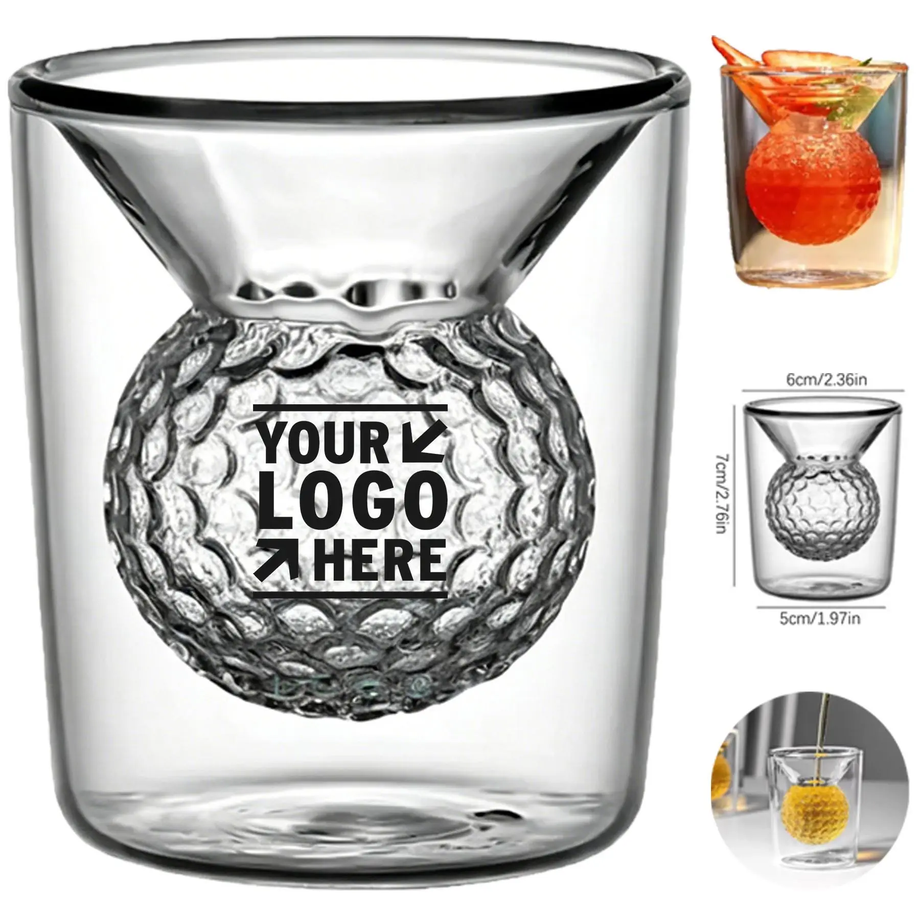 Golf Ball Design Double-Wall Shot Glasses 2