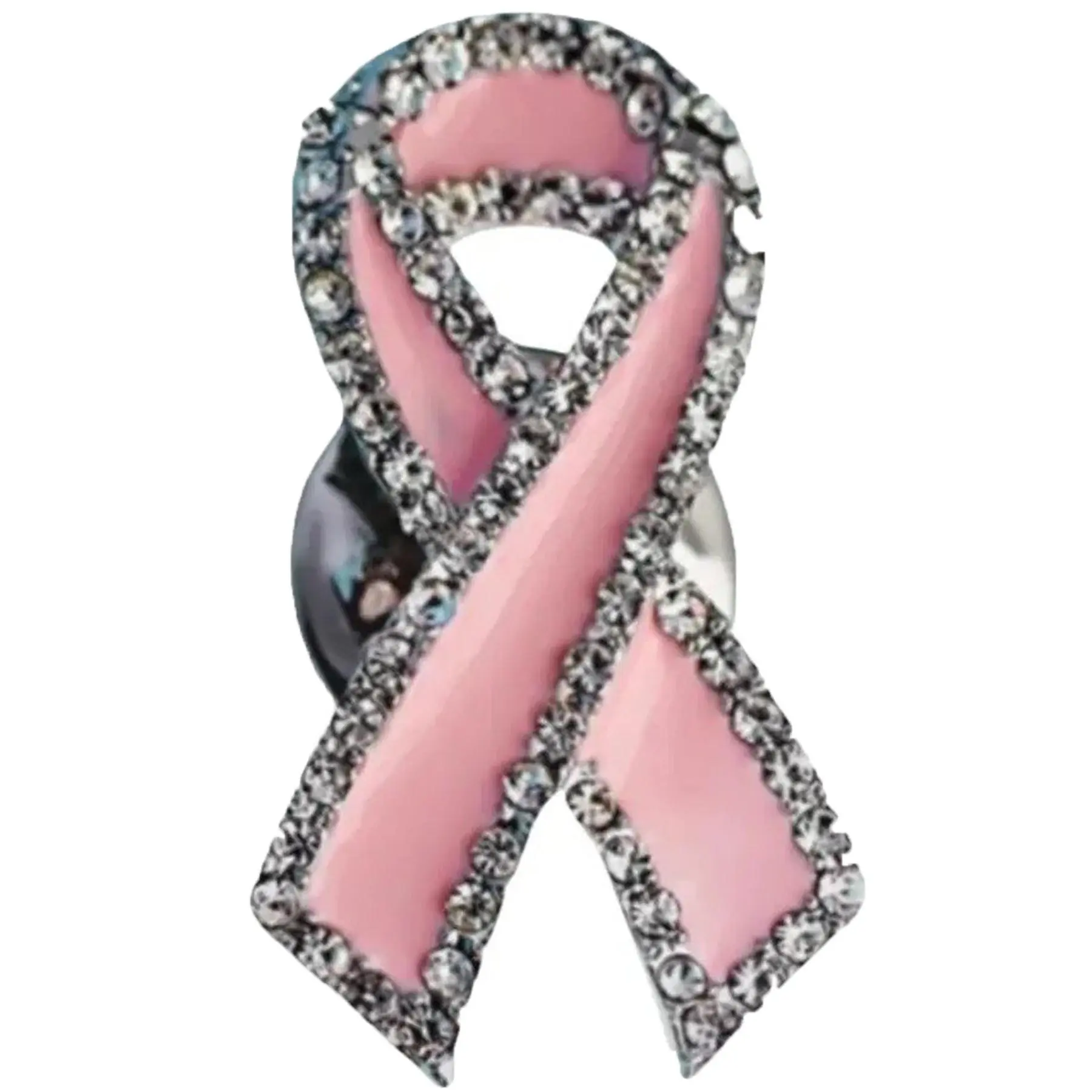 Sparkling Pink Ribbon Lapel Pin