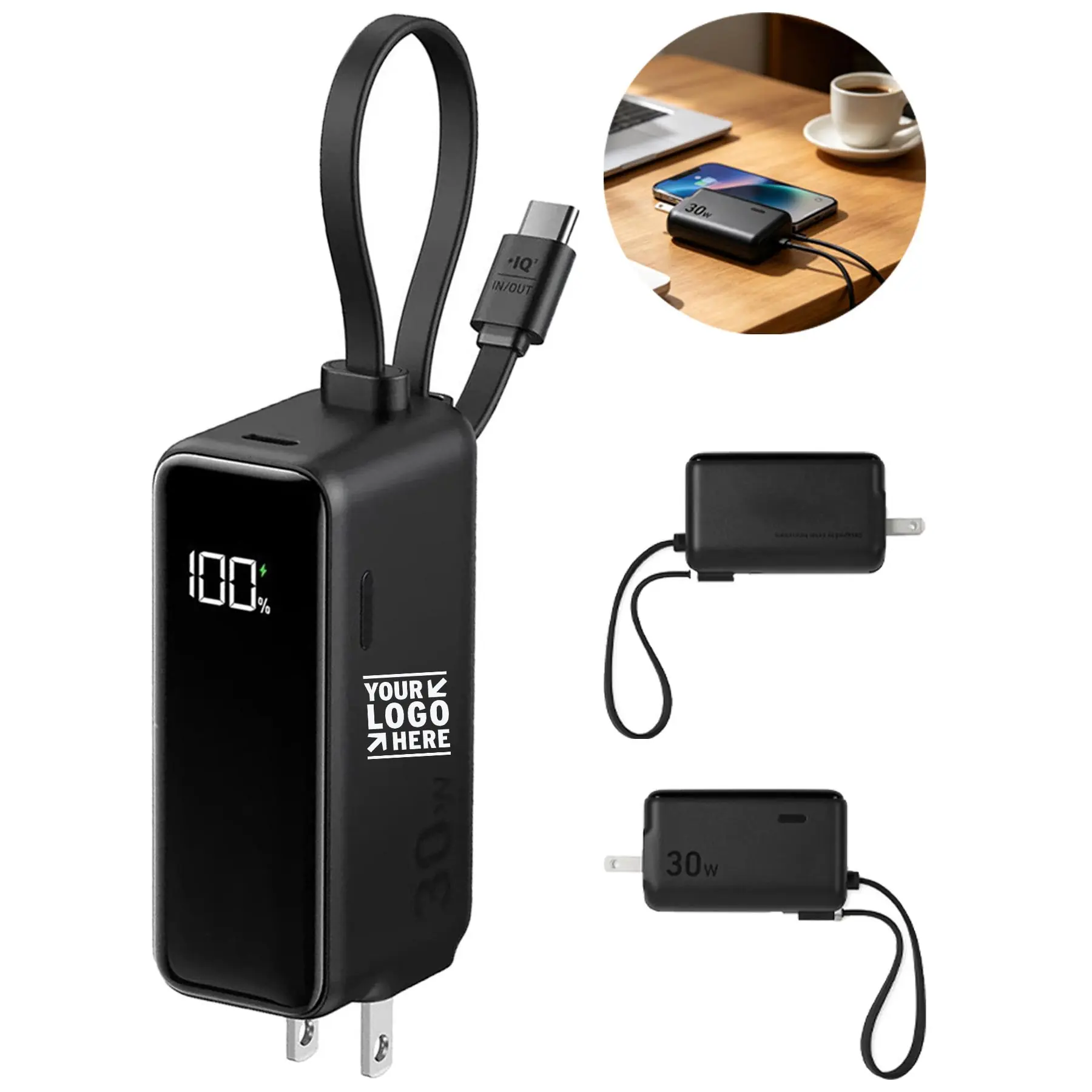 Portable Triple-Charger with Integrated Cable 2