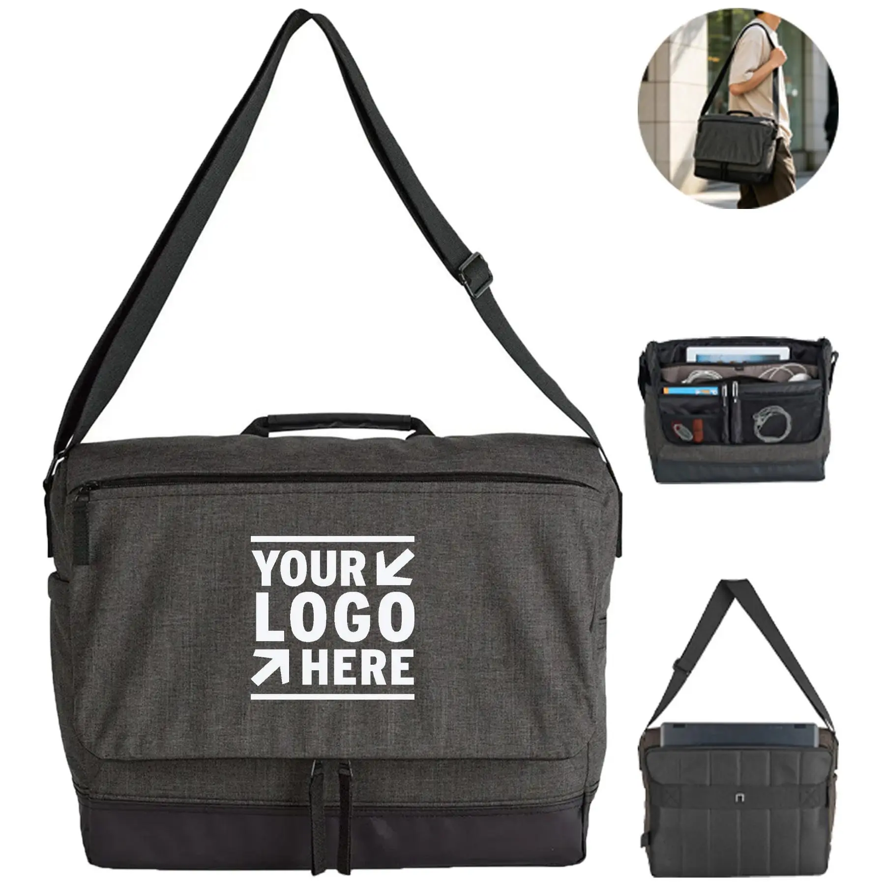 Classic Leather Laptop Messenger Bag 2
