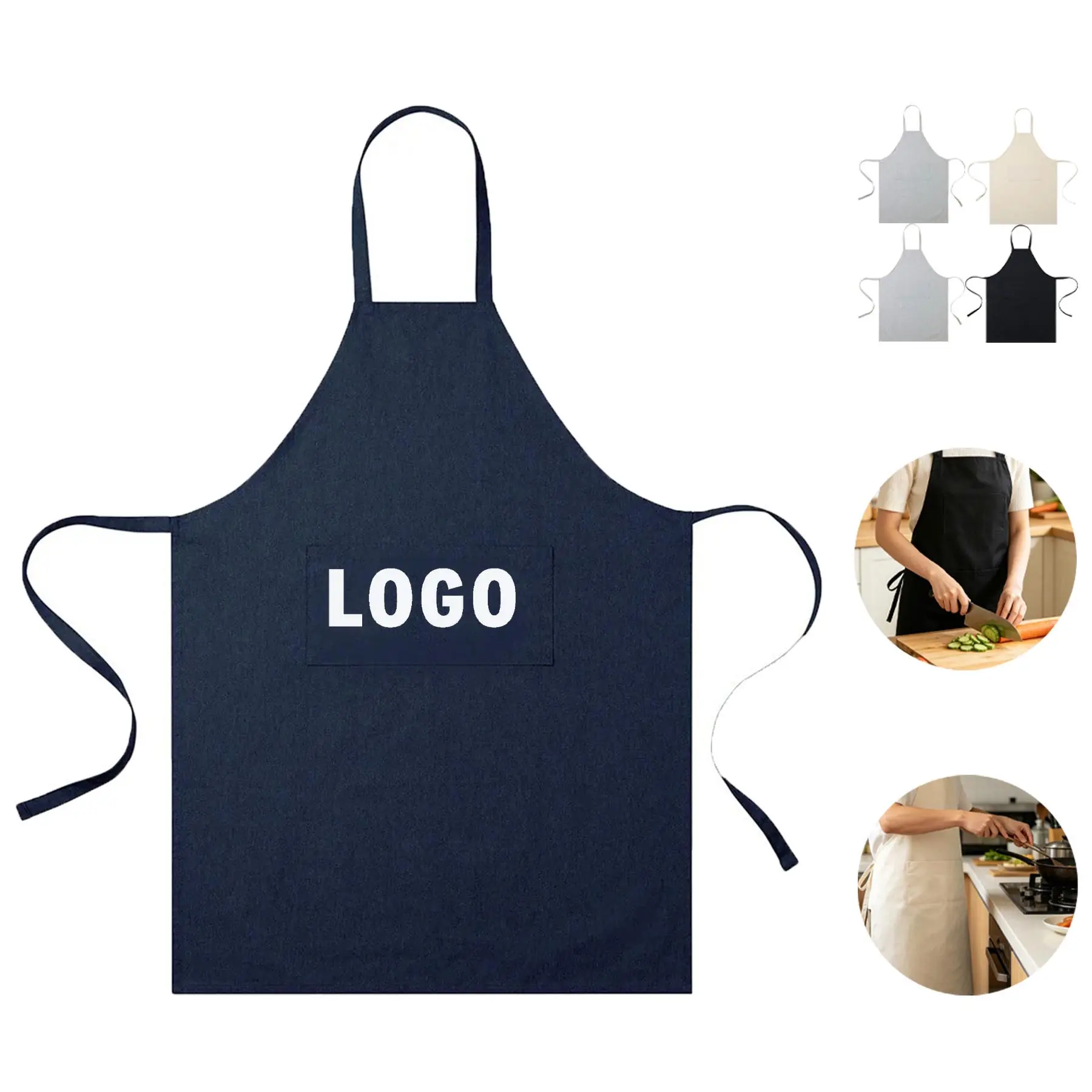 Eco-Friendly Cotton Apron with Pocket 2