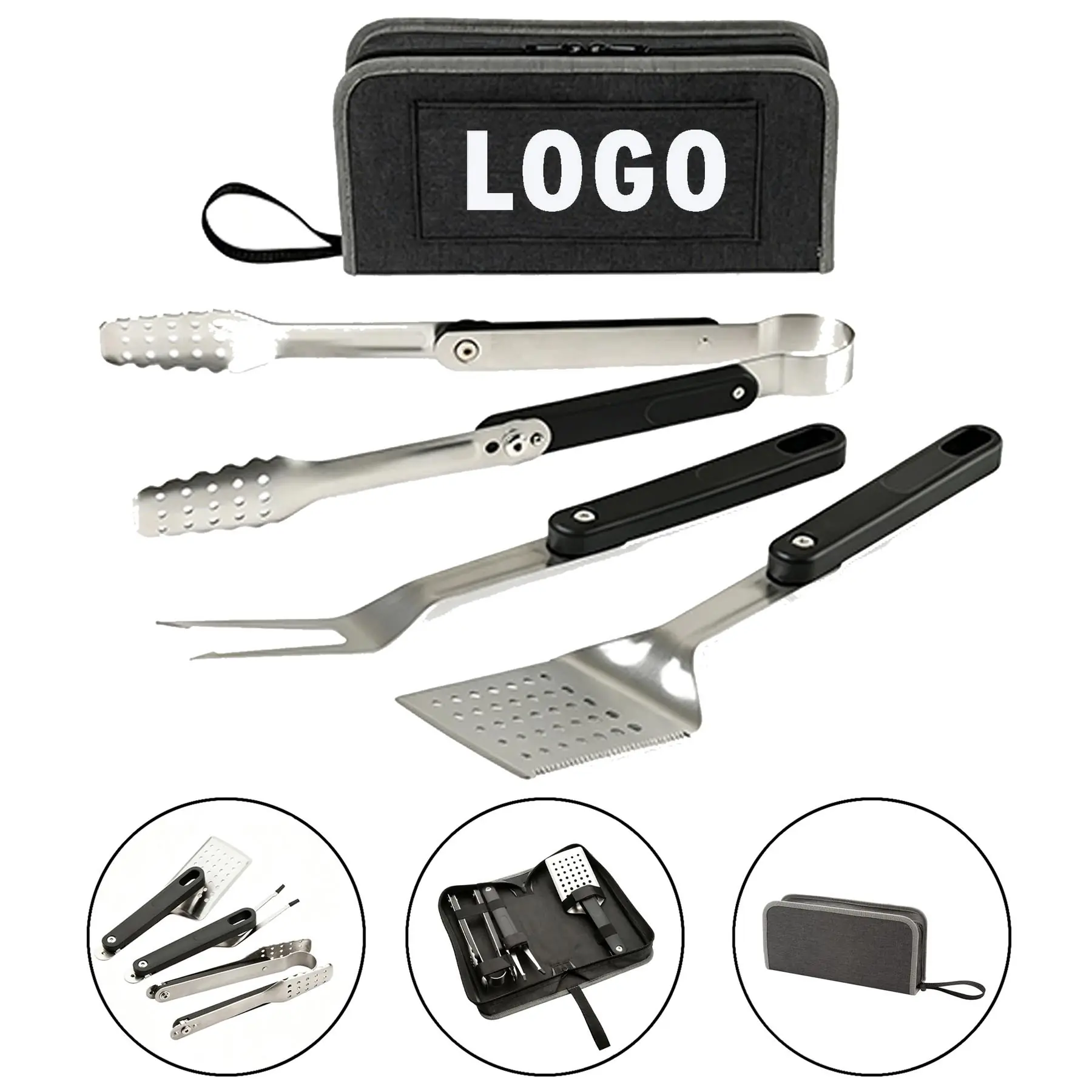 Portable 4-Piece Foldable Barbecue Utensil Kit 2