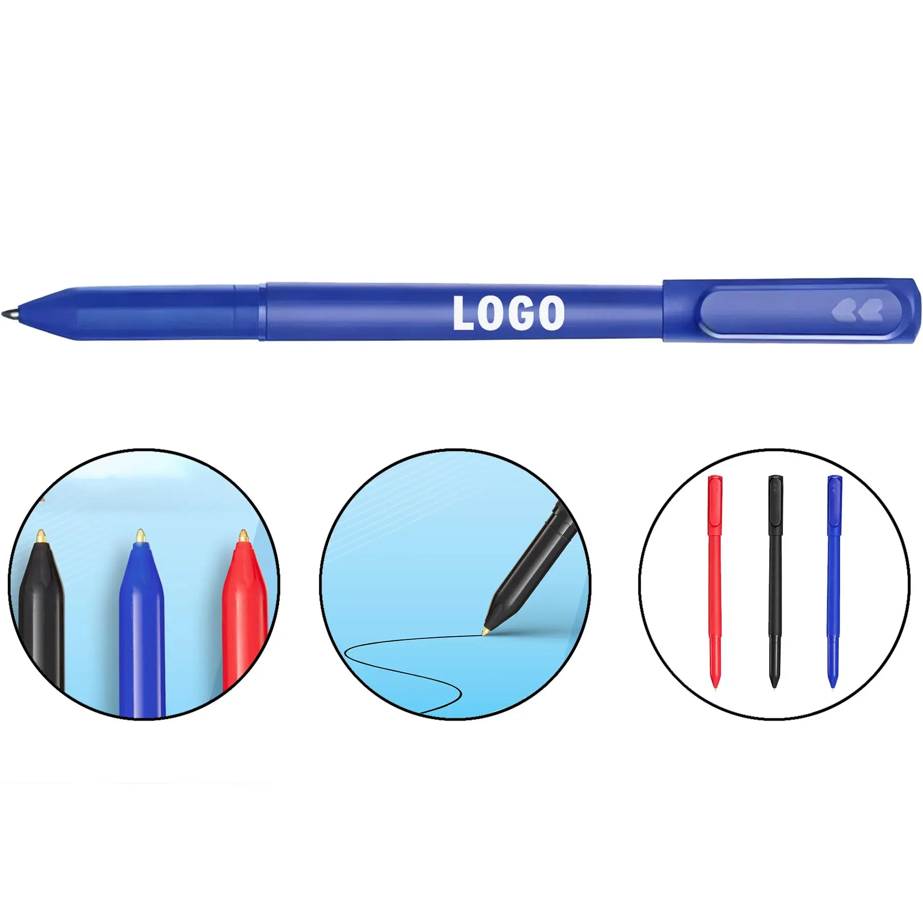 Write Bros Stick Pen with Blue Barrel and Blue Ink 2