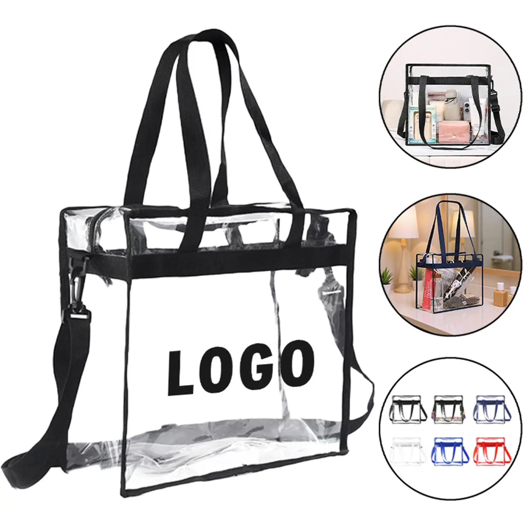Transparent Stadium Tote with Adjustable Shoulder Strap 2