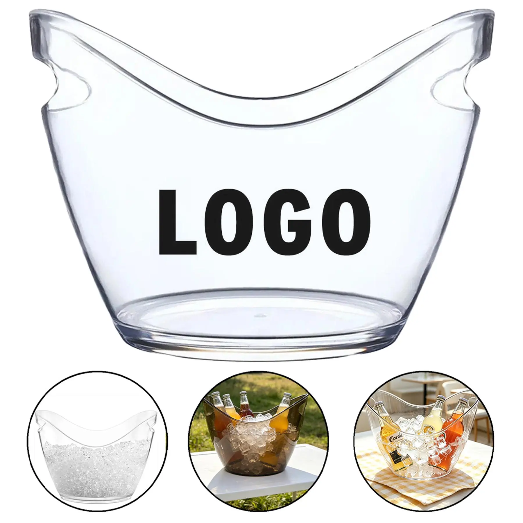 Premium Clear Acrylic Ice Bucket with Handle 2
