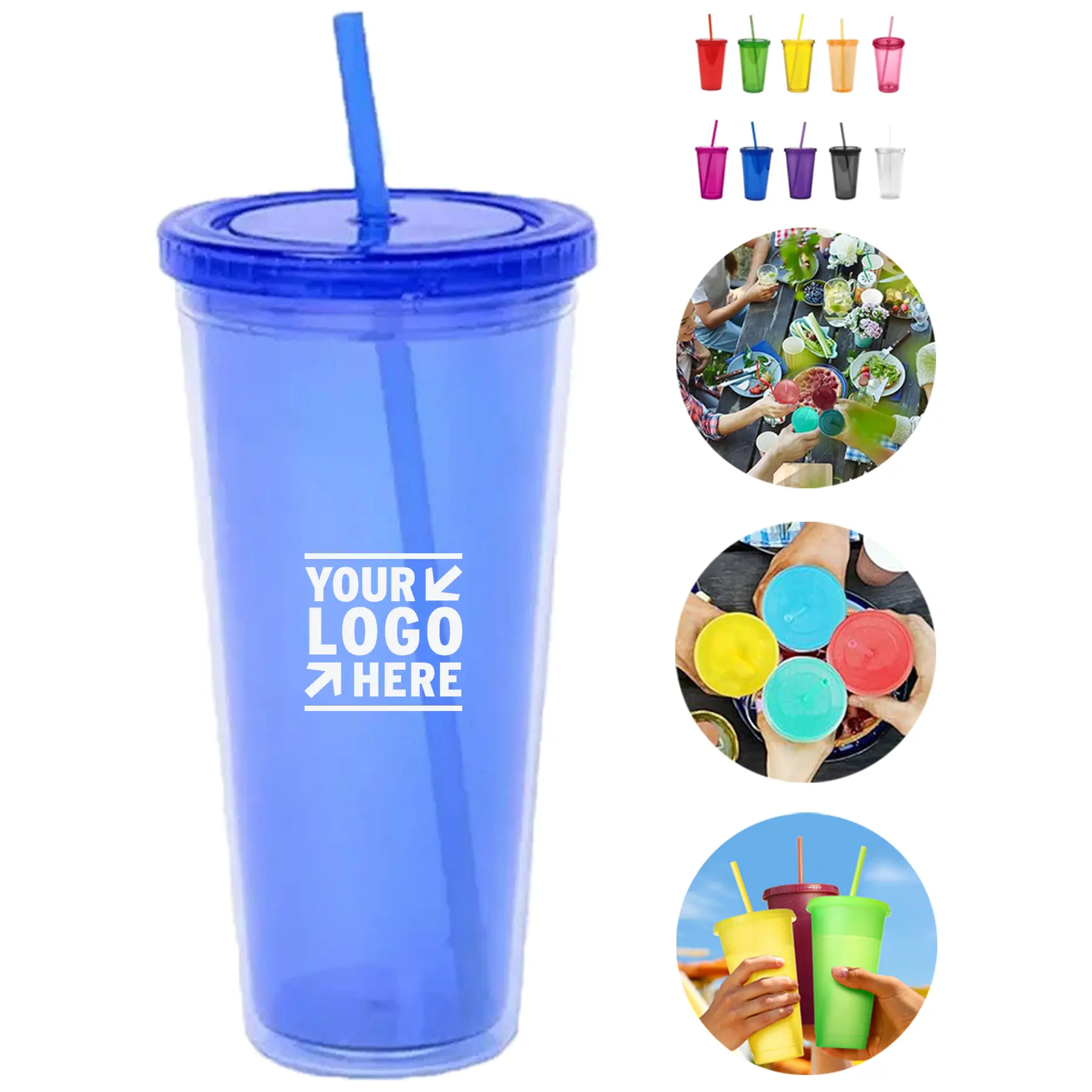 Reusable Party Cups with Lids and Straws 2