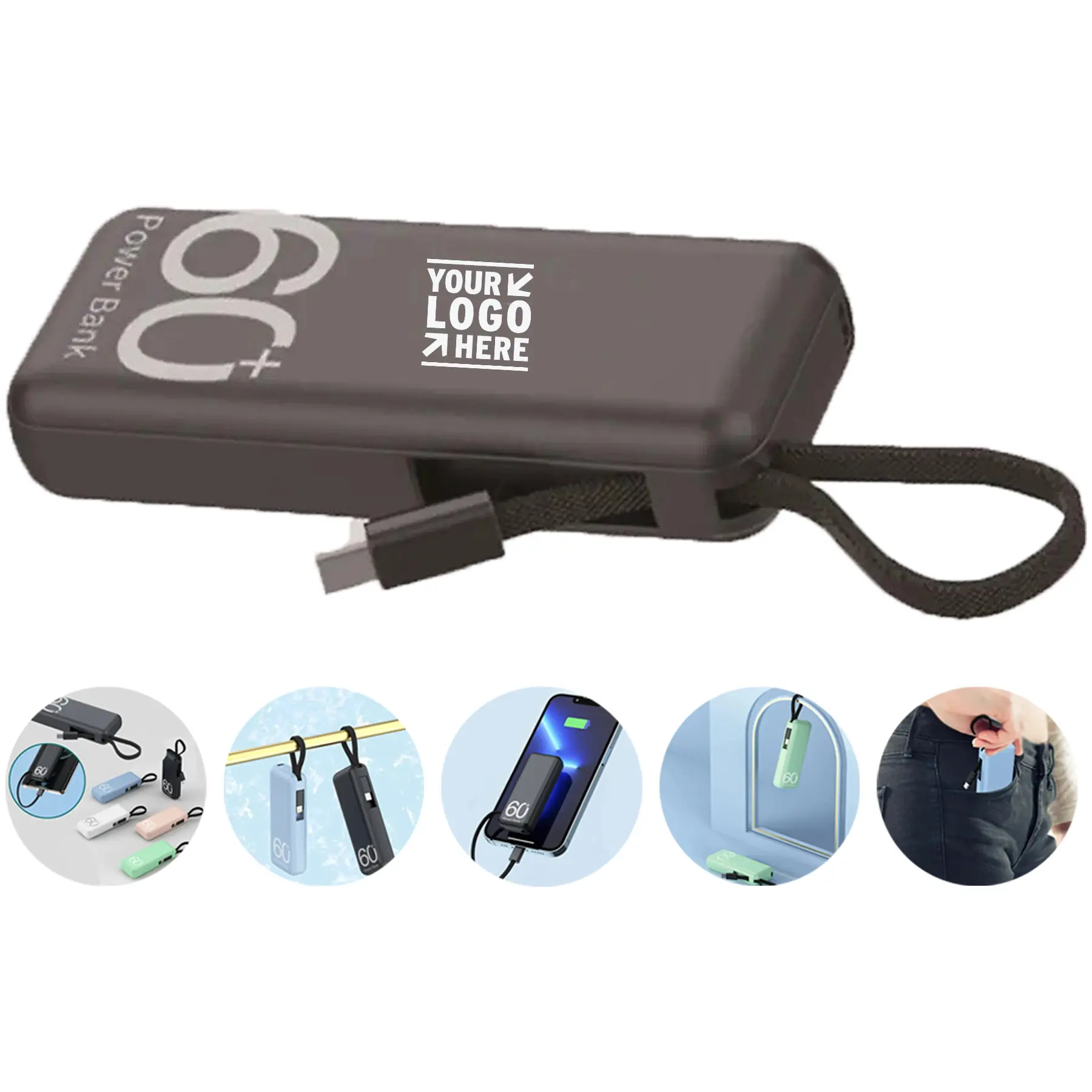 Portable Charger with Integrated Cable 2