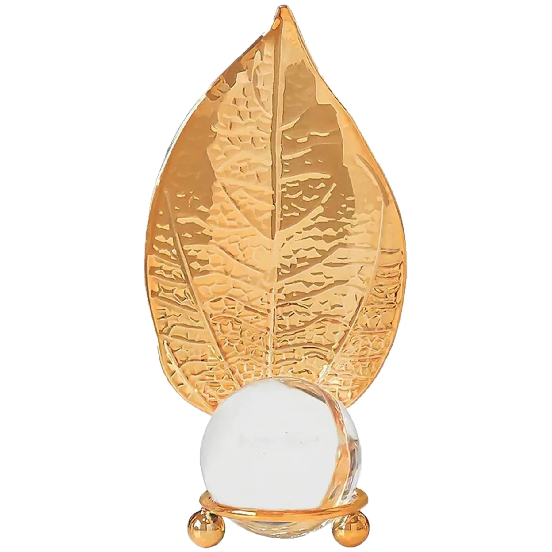 Golden Leaf Crystal Sphere Decor