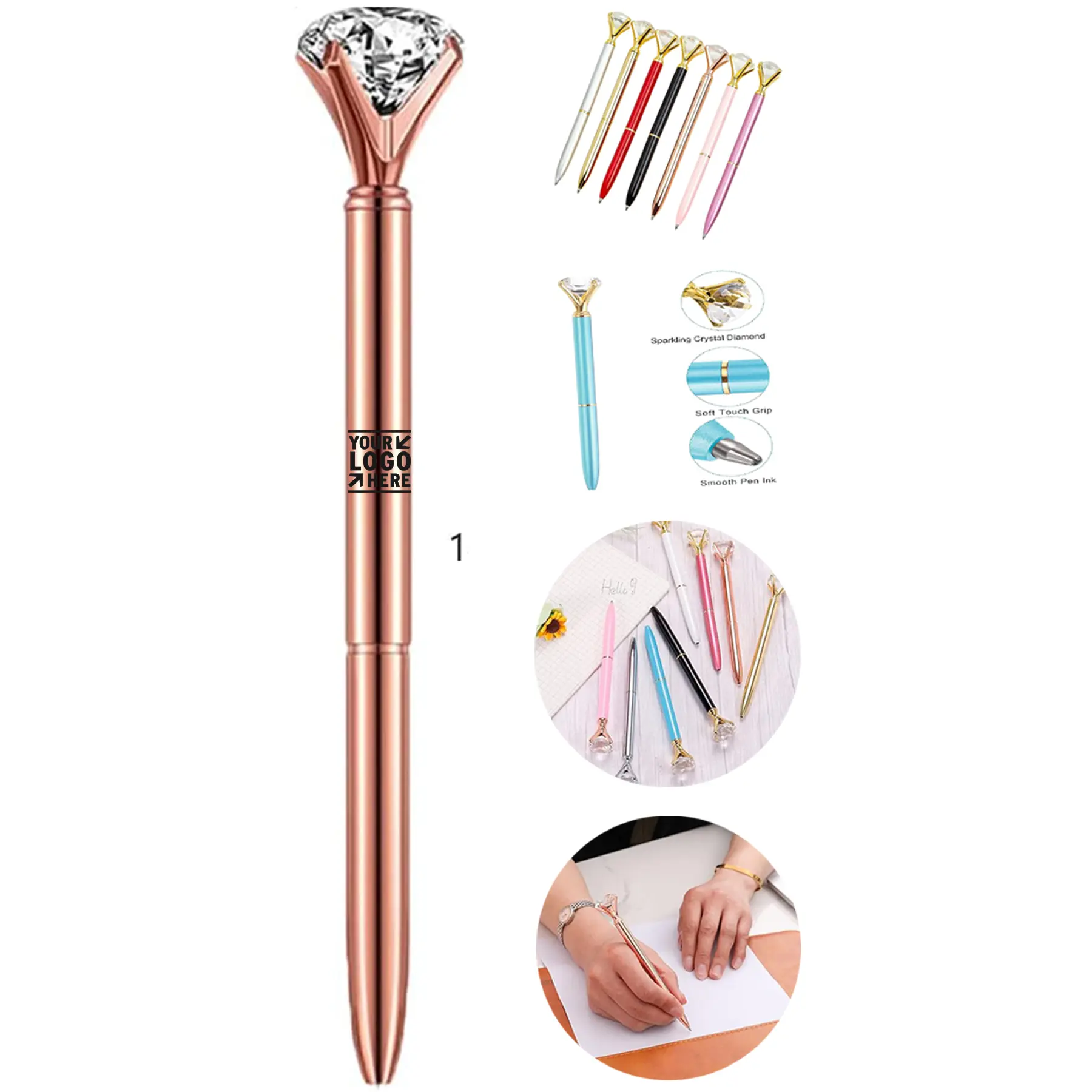 Luxe Crystal Accent Ballpoint Pen 2