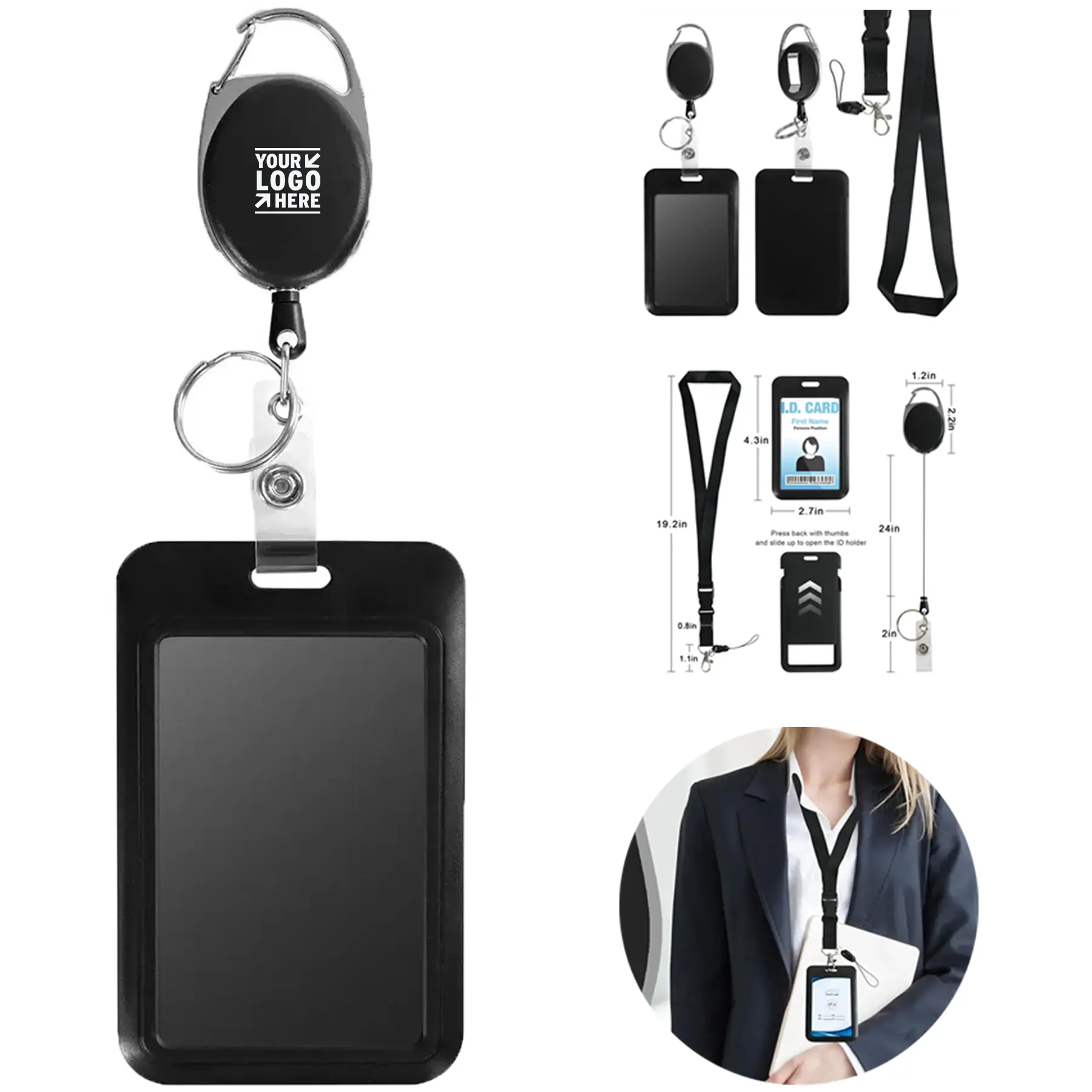 Adjustable Safety Badge Holder with Quick-Release Lanyard 2
