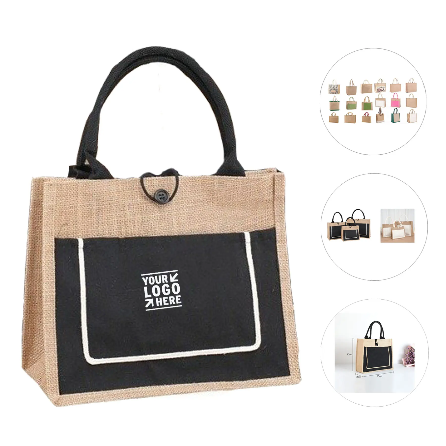 Eco-Friendly Two Tone Jute Tote Bag 2