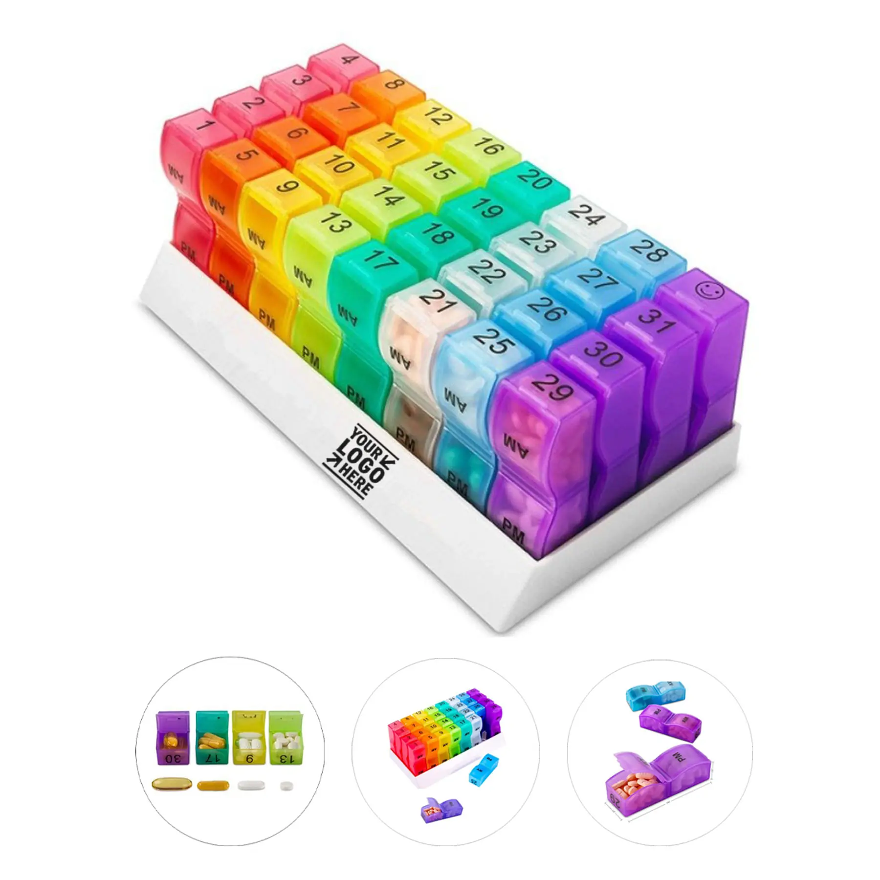 Monthly Pill Organizer with 31-Day Compartments 2