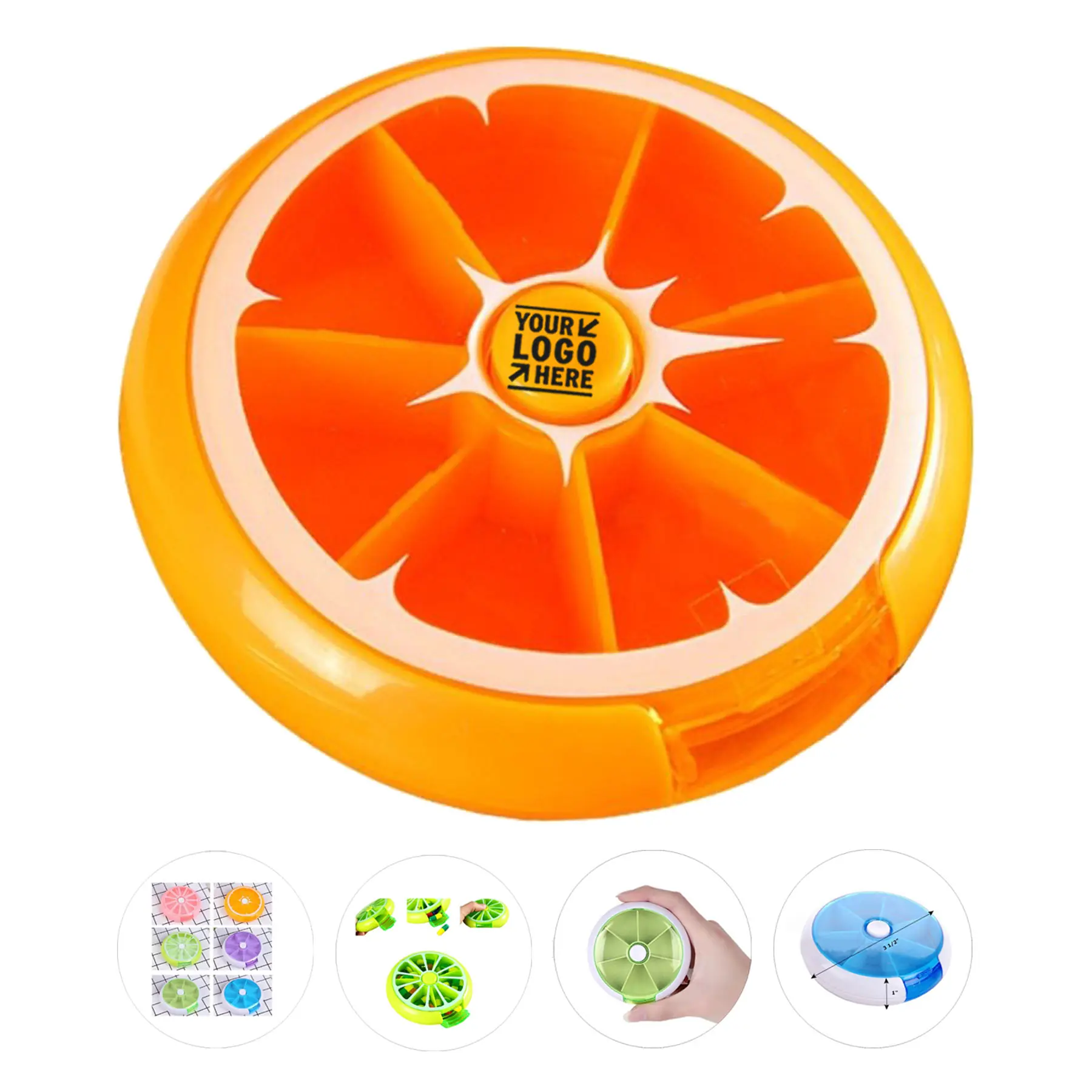 Compact Circular Pill Organizer with 7 Sections 2