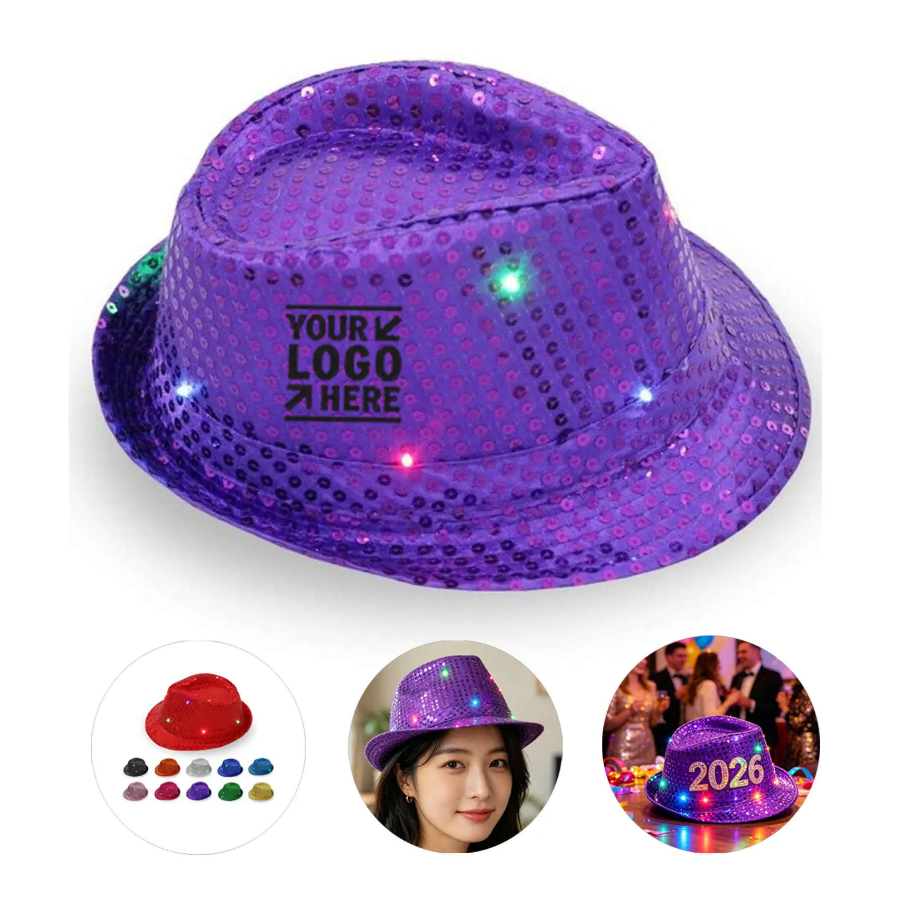 Glowing Party Fedora Hat 2