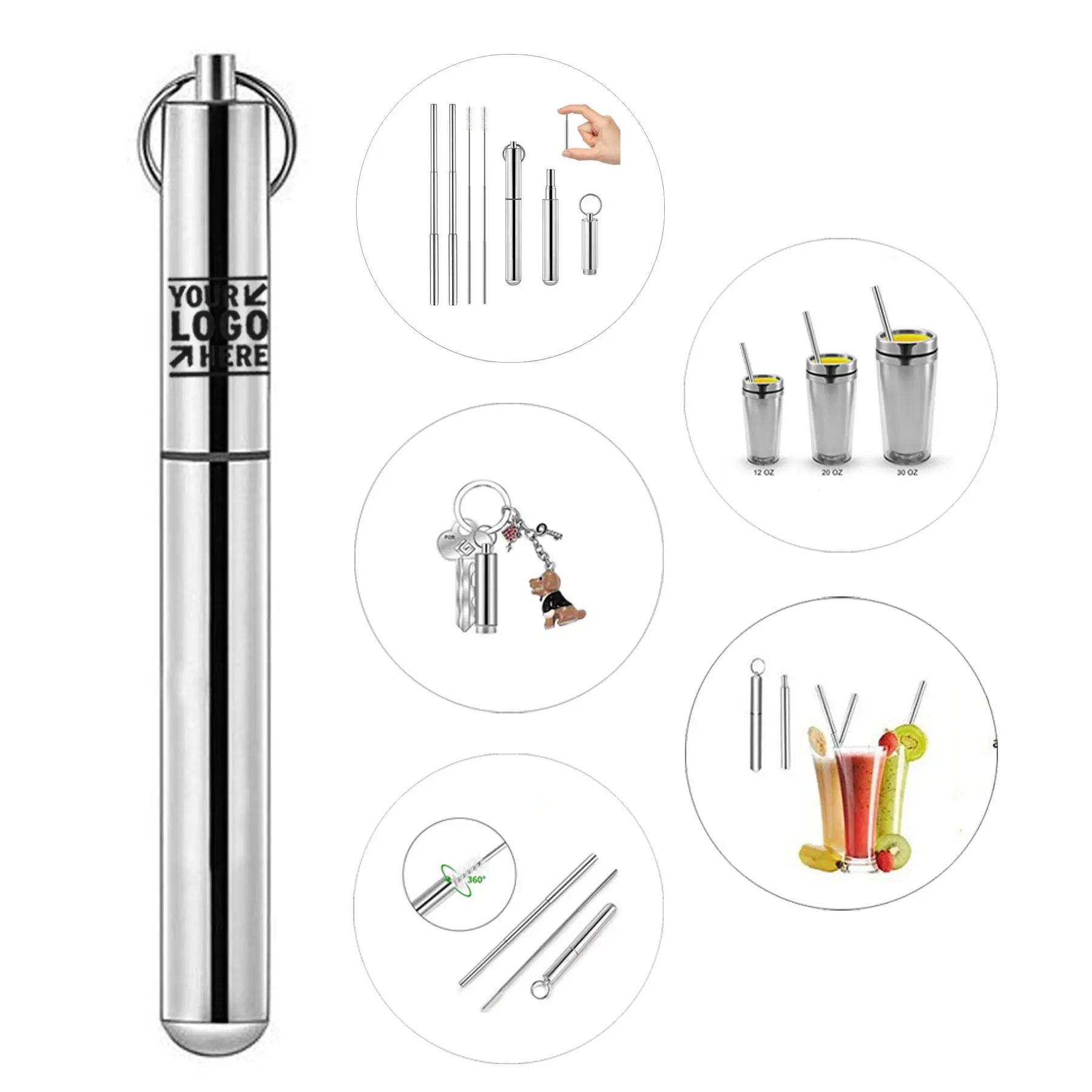 Collapsible Stainless Steel Drinking Straw with Case 2