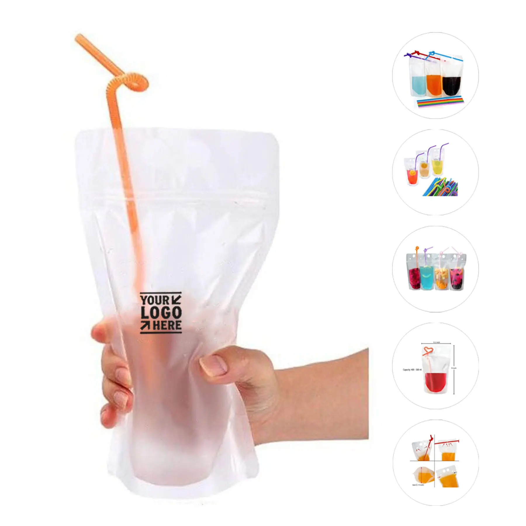 Clear Beverage Pouches with Straws 2