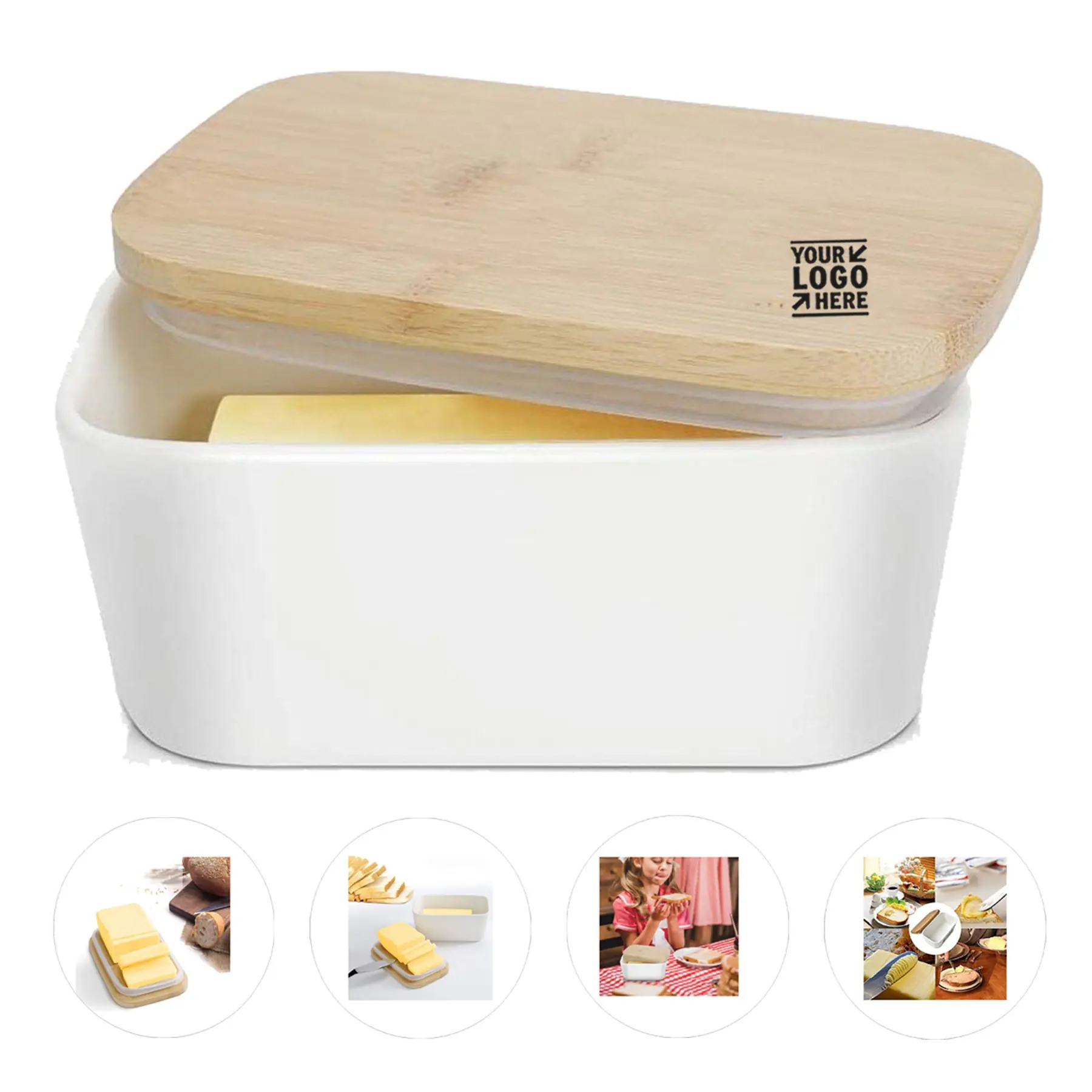 Elegant Butter Storage Container with Wooden Cover 2