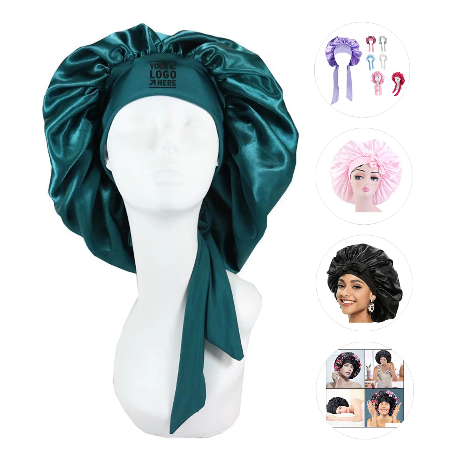 Silk Satin Sleep Bonnet with Adjustable Tie 2