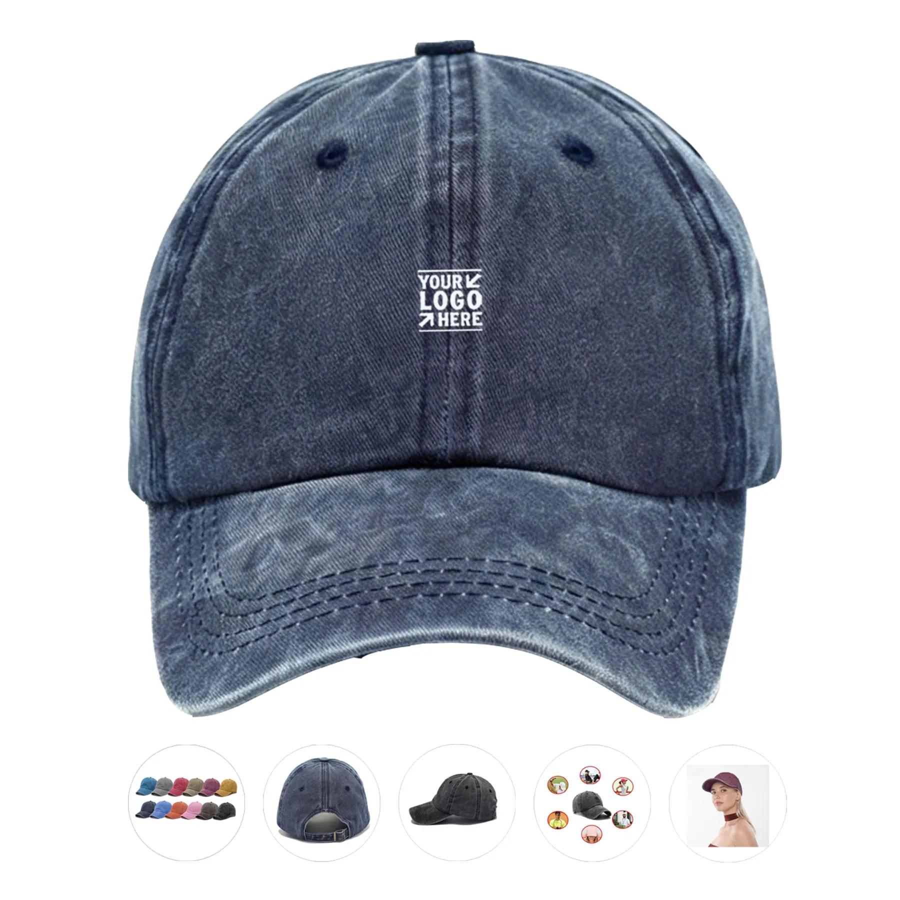 Classic Distressed Cotton Baseball Cap 2