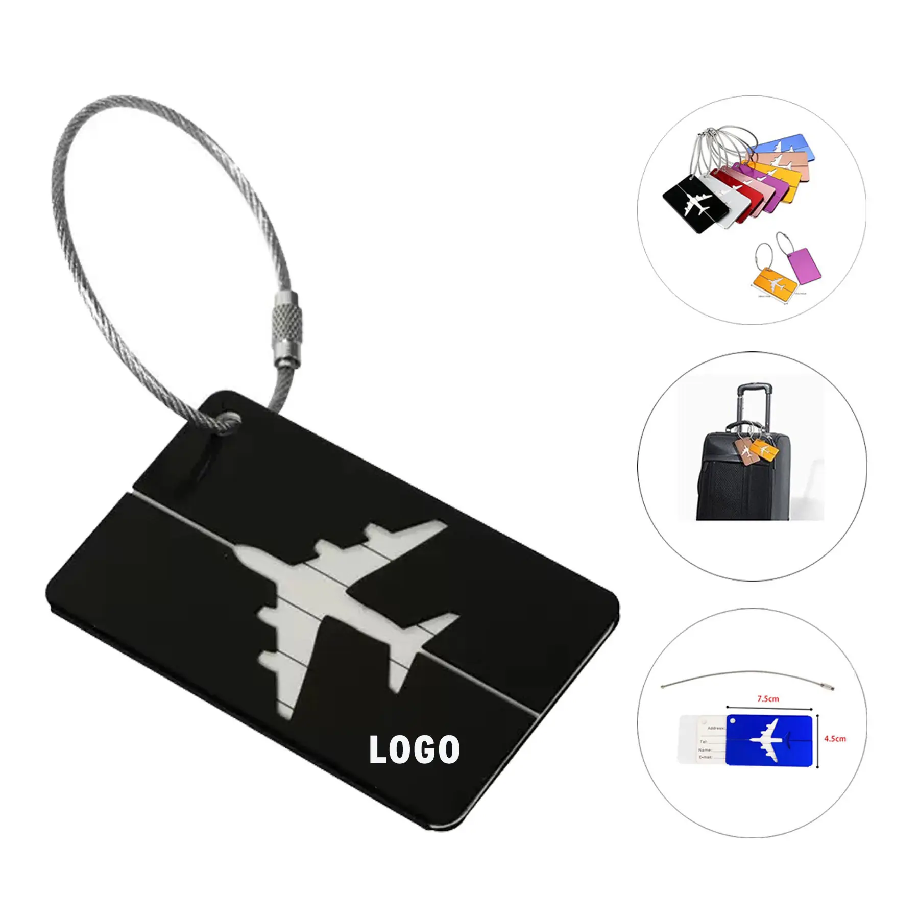 Aviation-Themed Aluminum Luggage Identifier 2