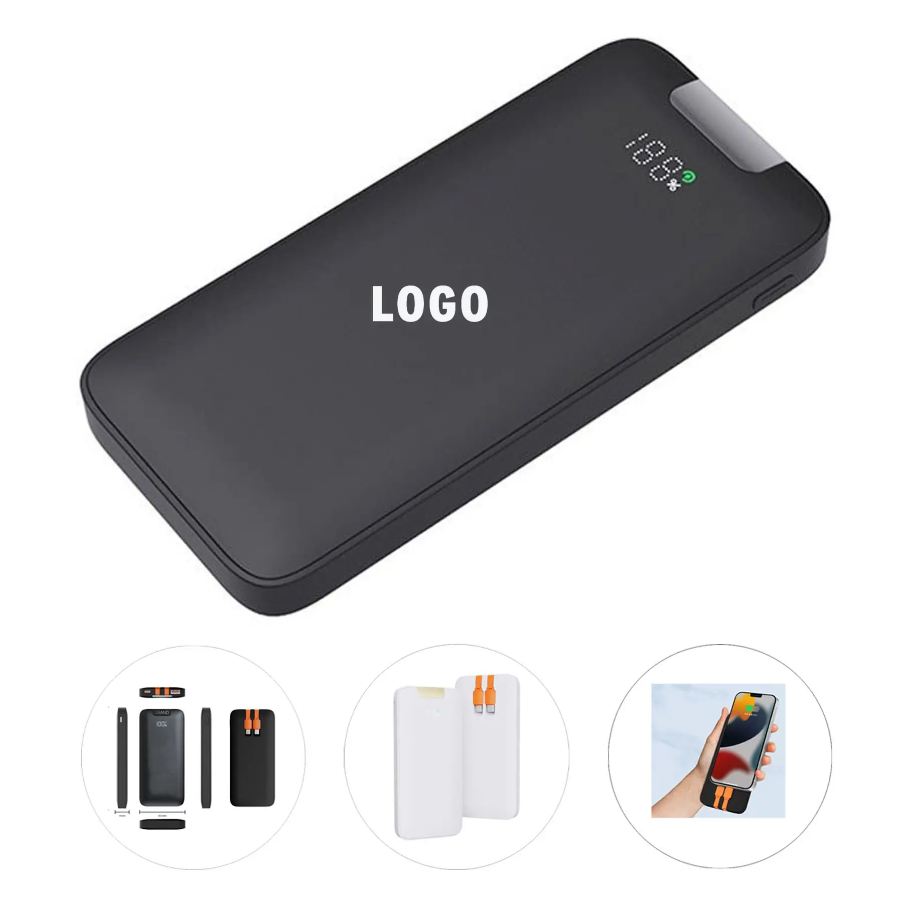 Portable Power Bank with LED Light and Wireless Charging 2