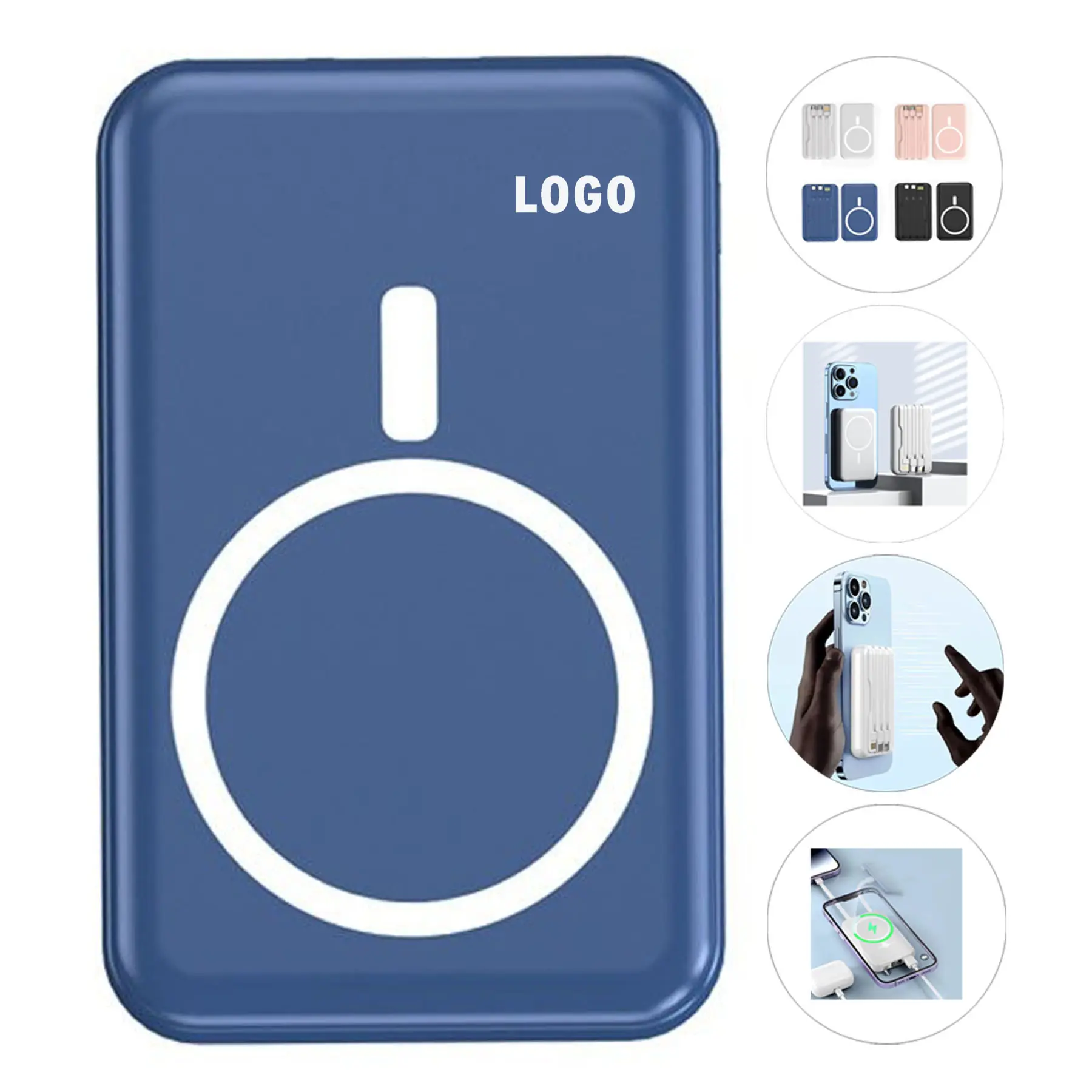 Portable Magnetic Power Bank with Integrated Cables 2