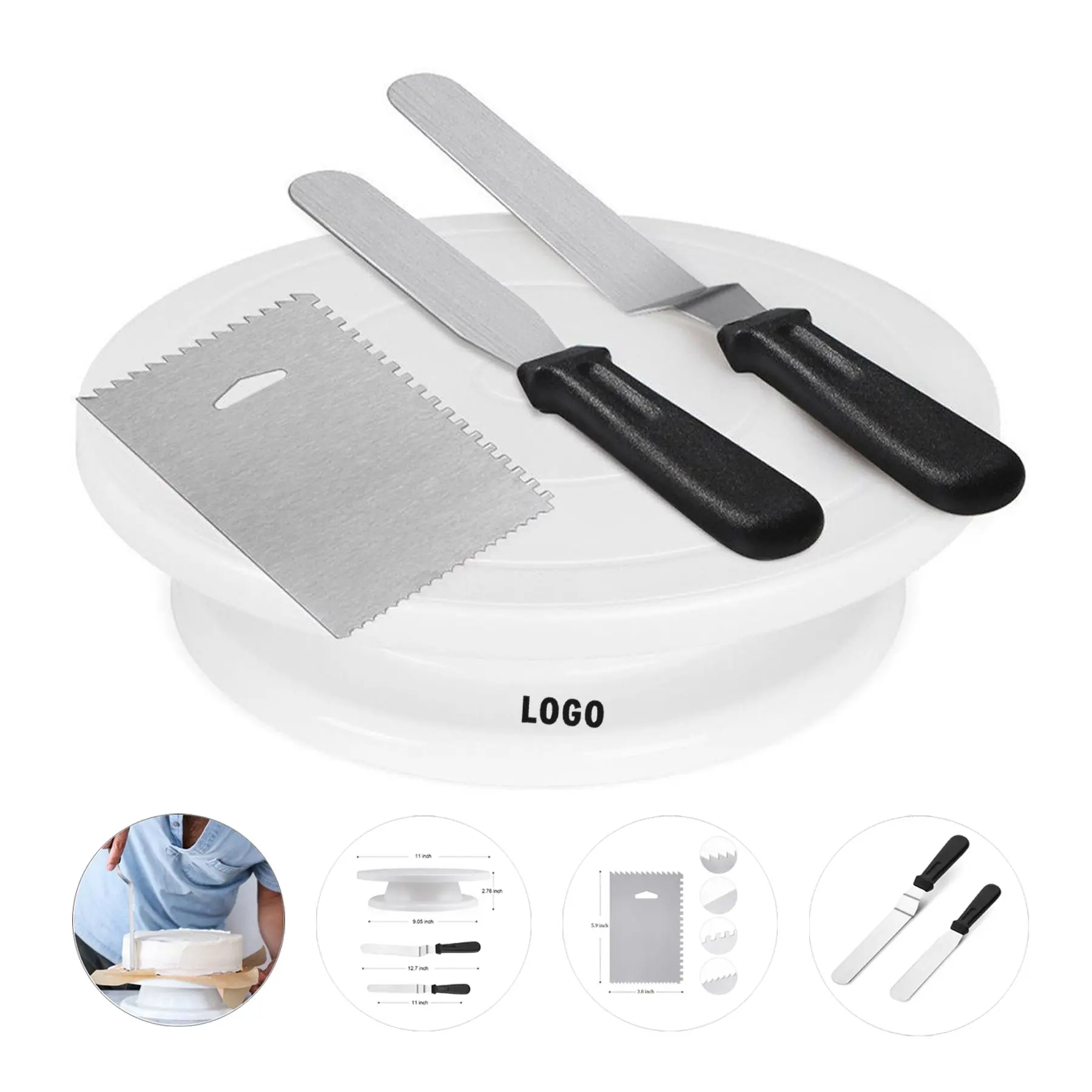 11-Inch Cake Decorating Turntable with Accessories 2