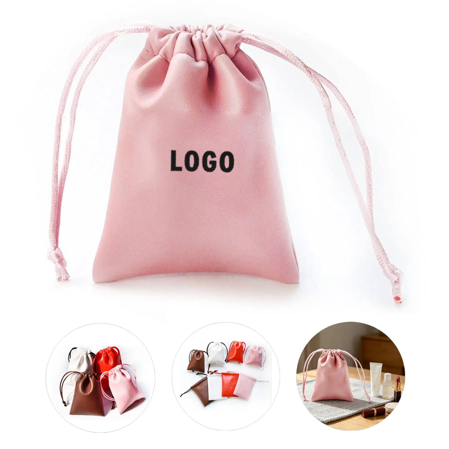 Premium Leather Drawstring Pouch 2