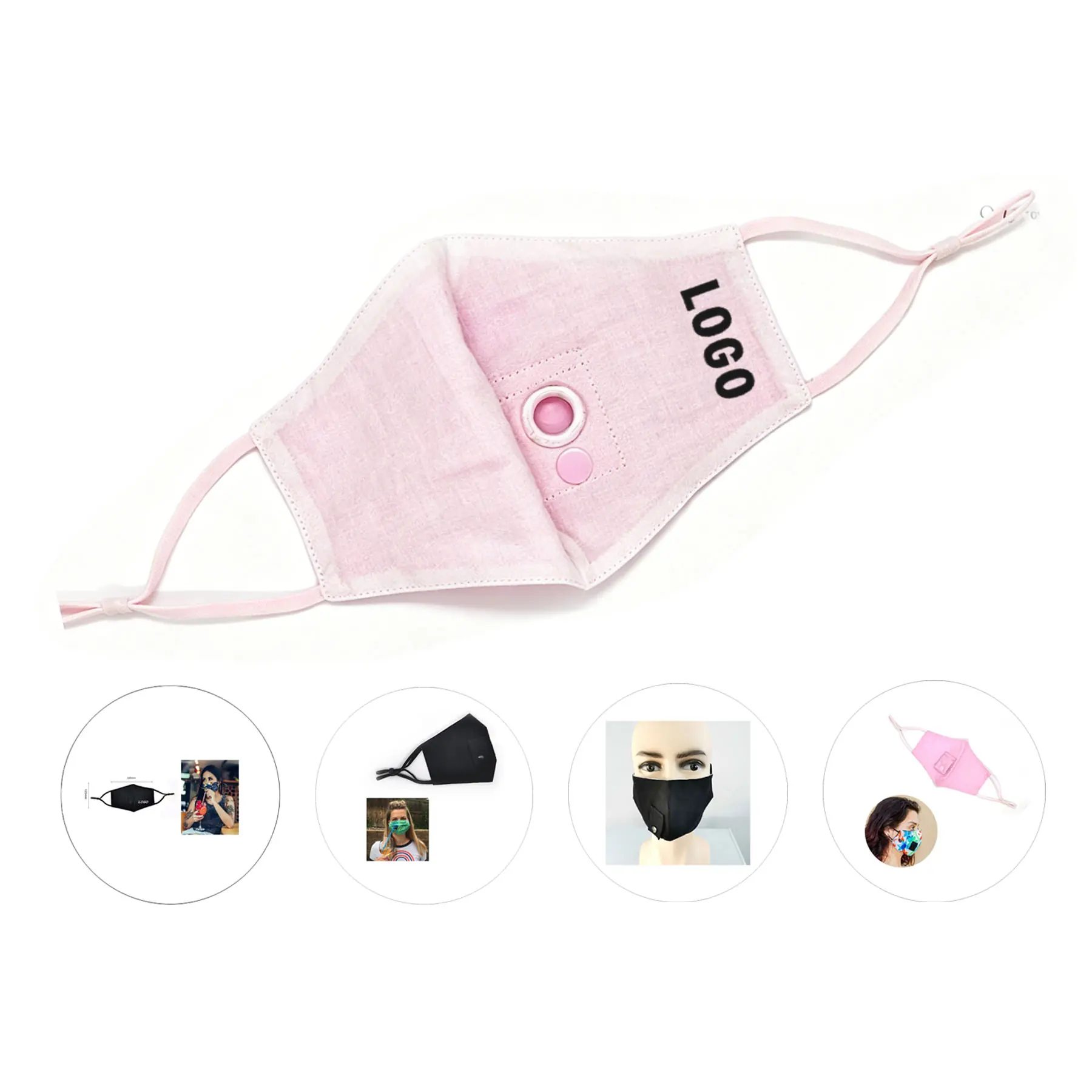 Reusable Fabric Mask with Beverage Opening 2