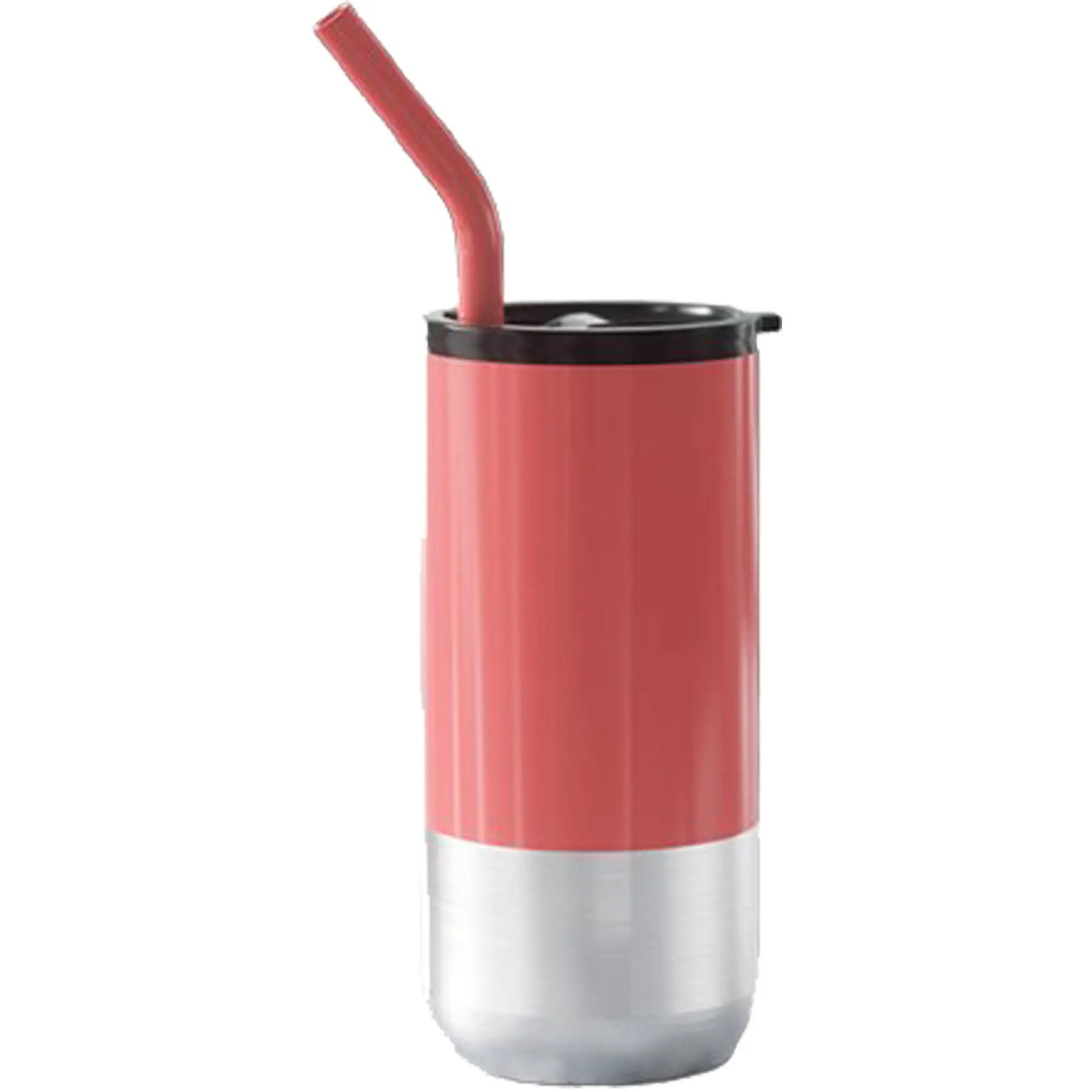 Insulated Beverage Container with Lid and Straw
