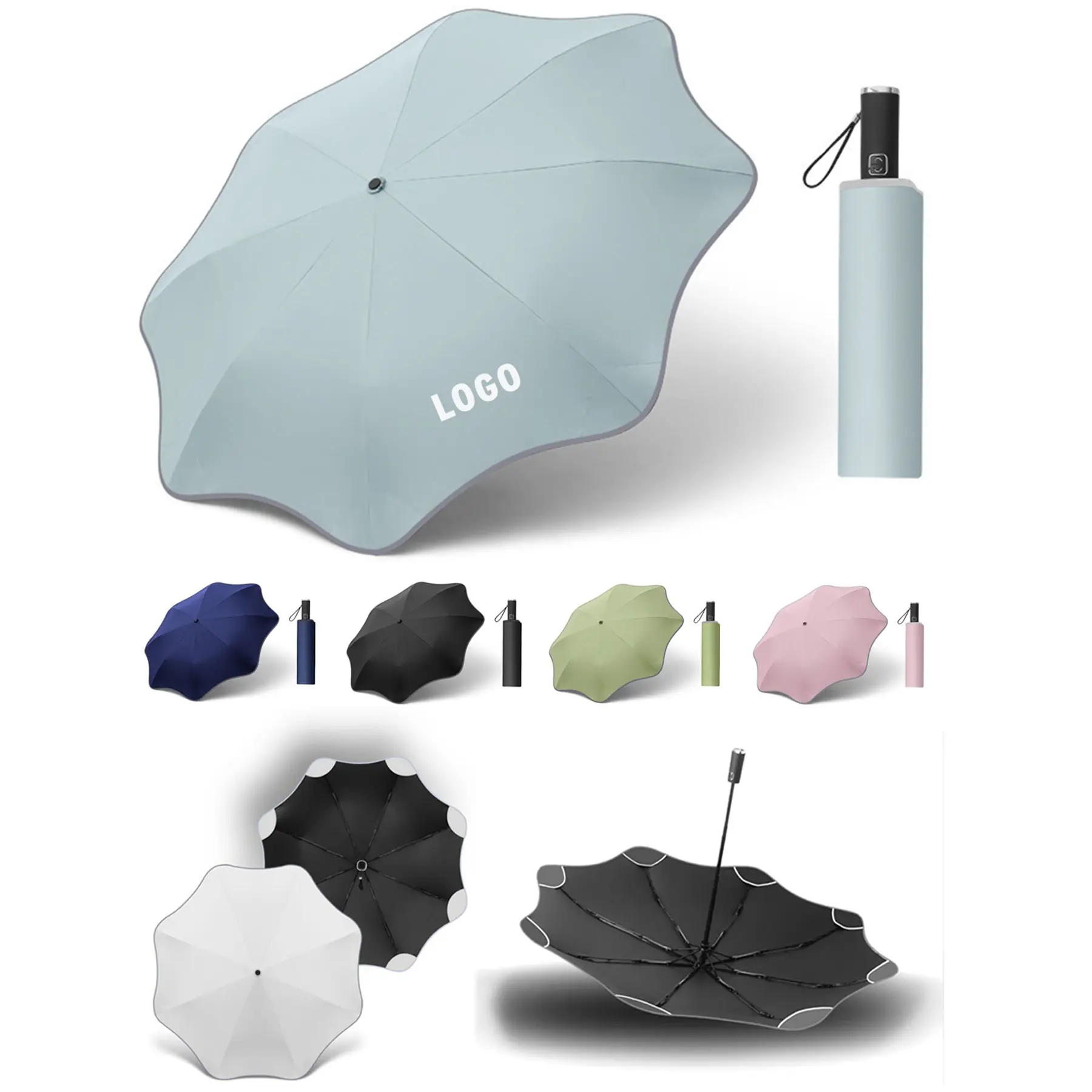 Compact Travel Umbrella with Reflective Safety Features 2