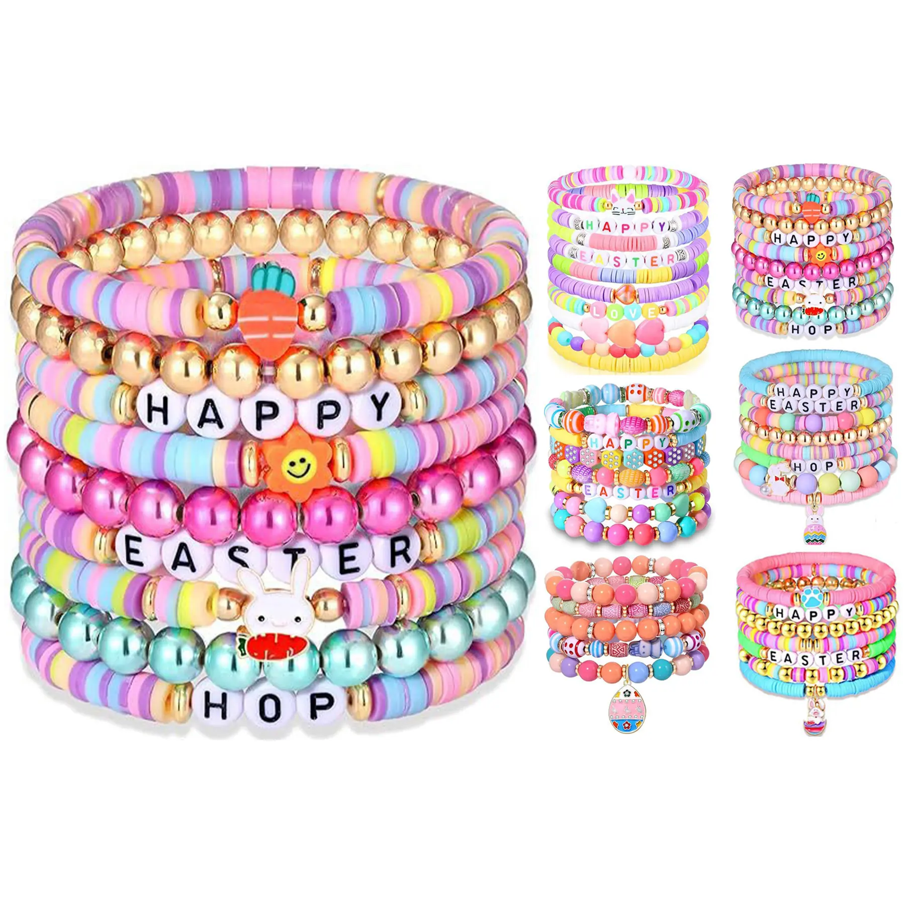 Springtime Bunny Beaded Bracelet Set 2
