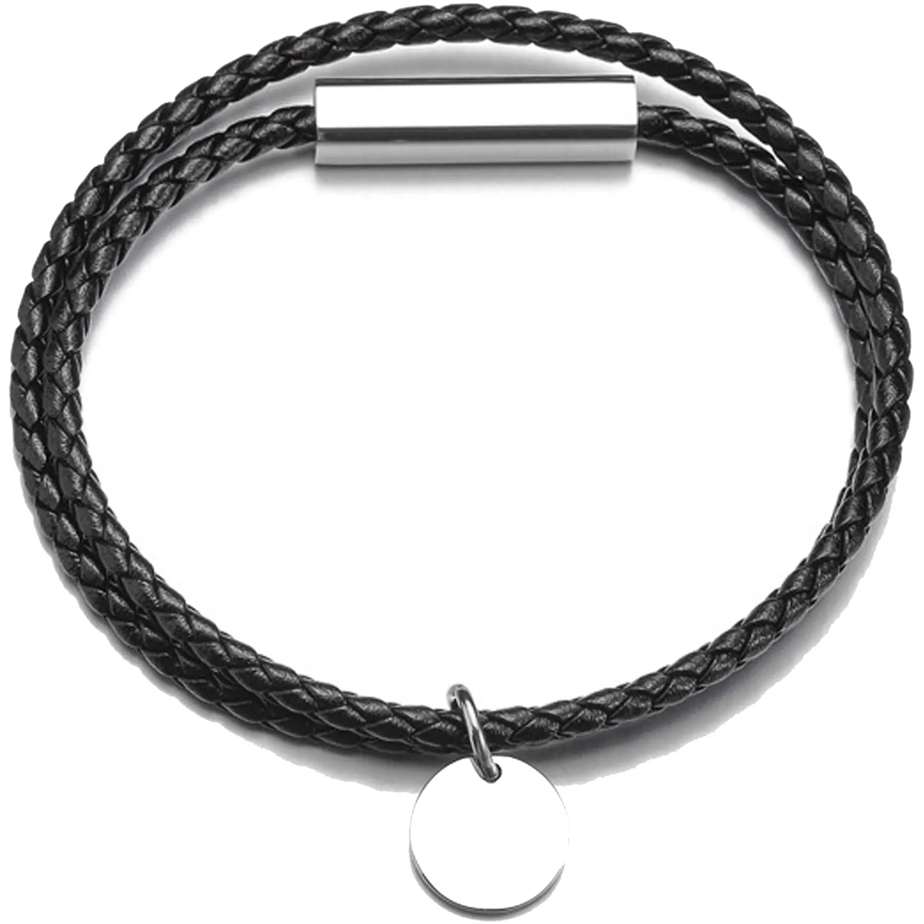 Braided Leather Rope Pendant Bracelet