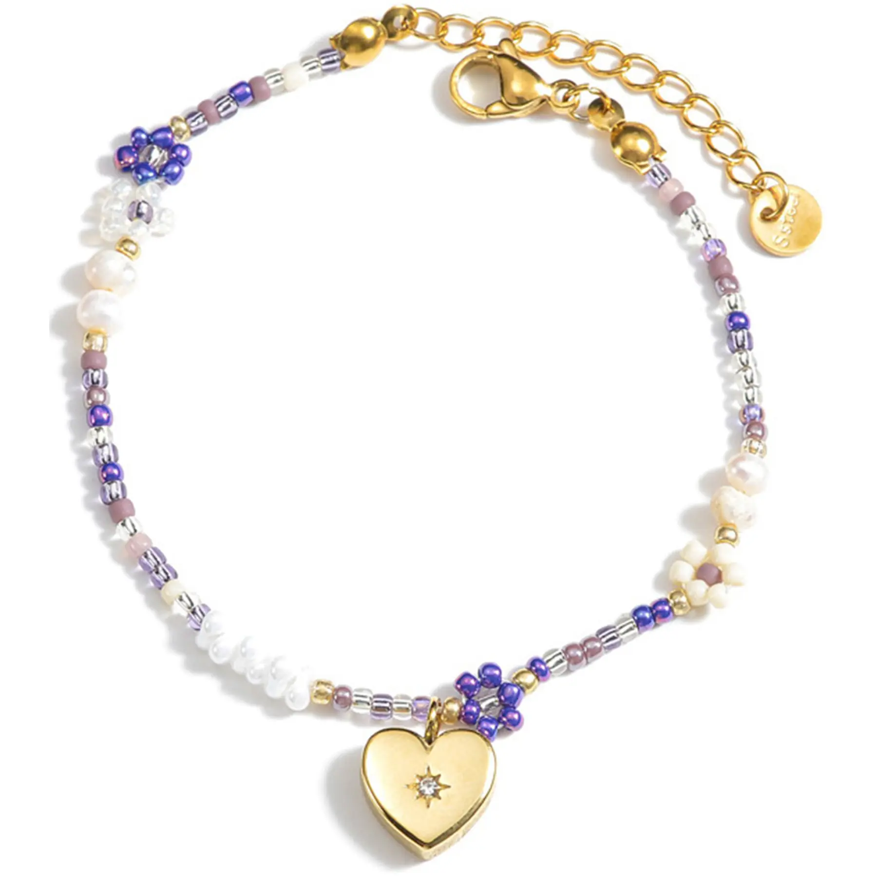 Elegant Daisy Beaded Silver Bracelet